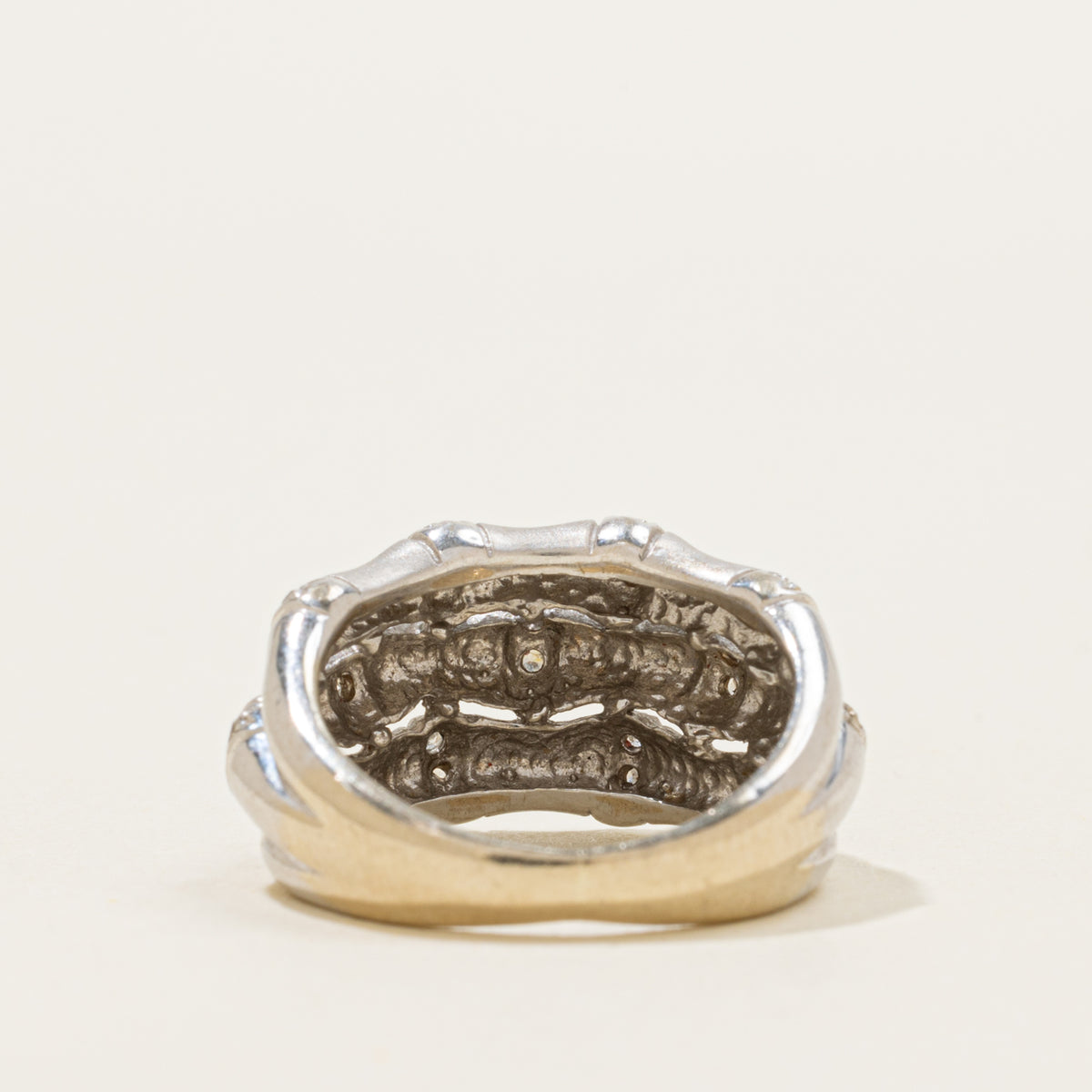 14k Diamond Accented Layered Bamboo Ring | SZ 5