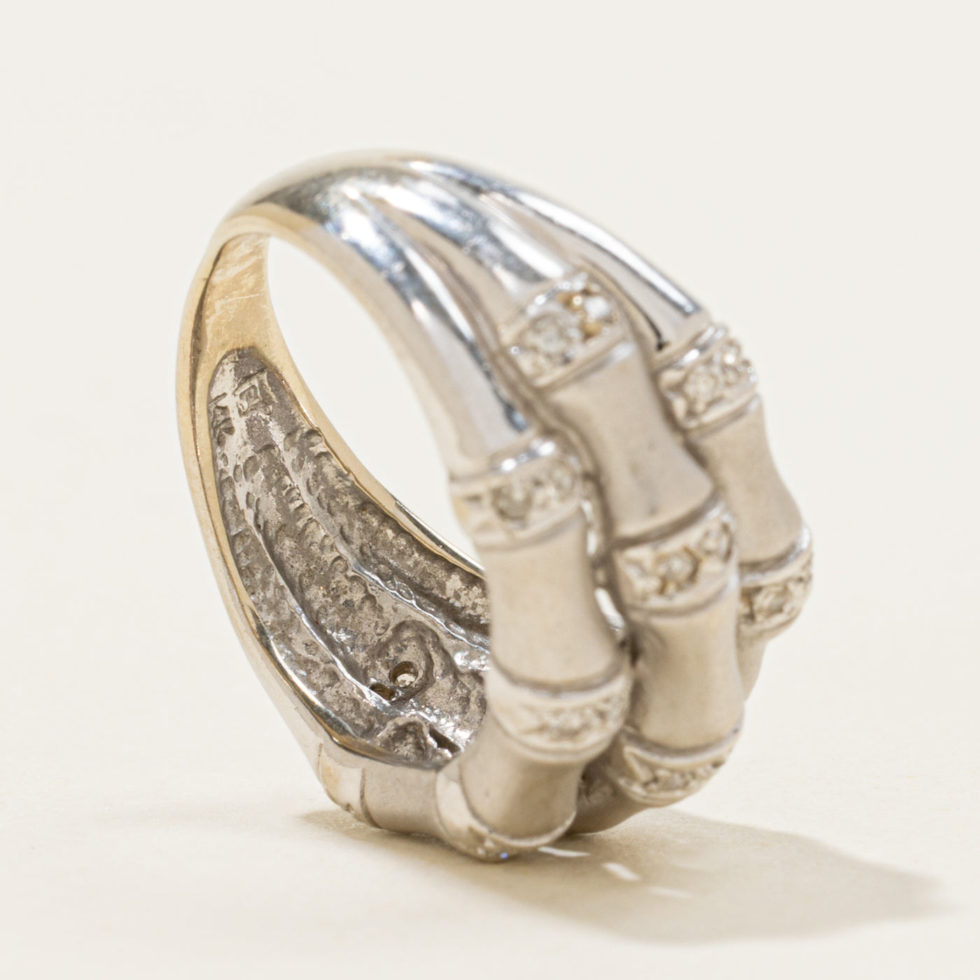 14k Diamond Accented Layered Bamboo Ring | SZ 5
