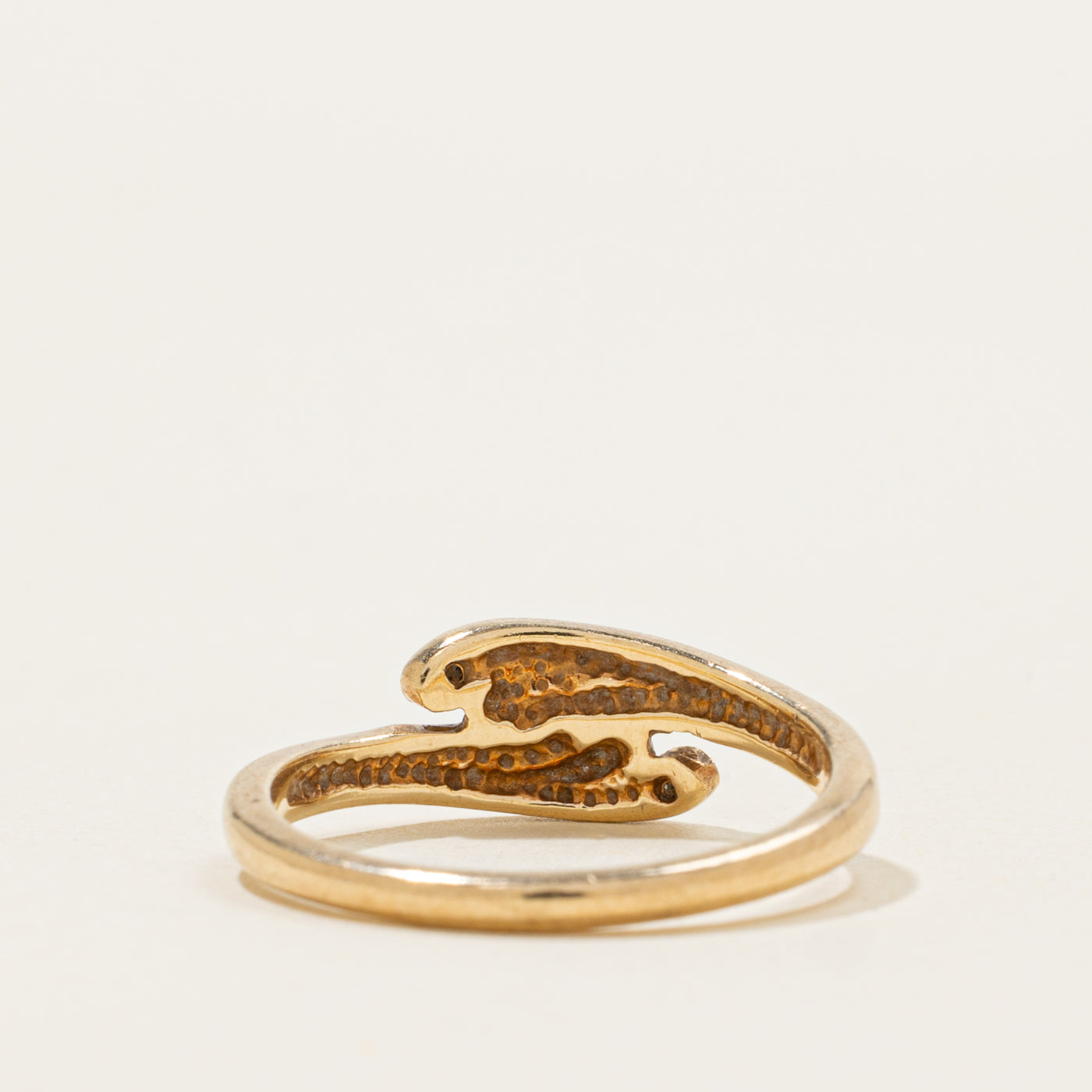 10k Two Stone Diamond Grooved Bypass Ring | SZ 6.5