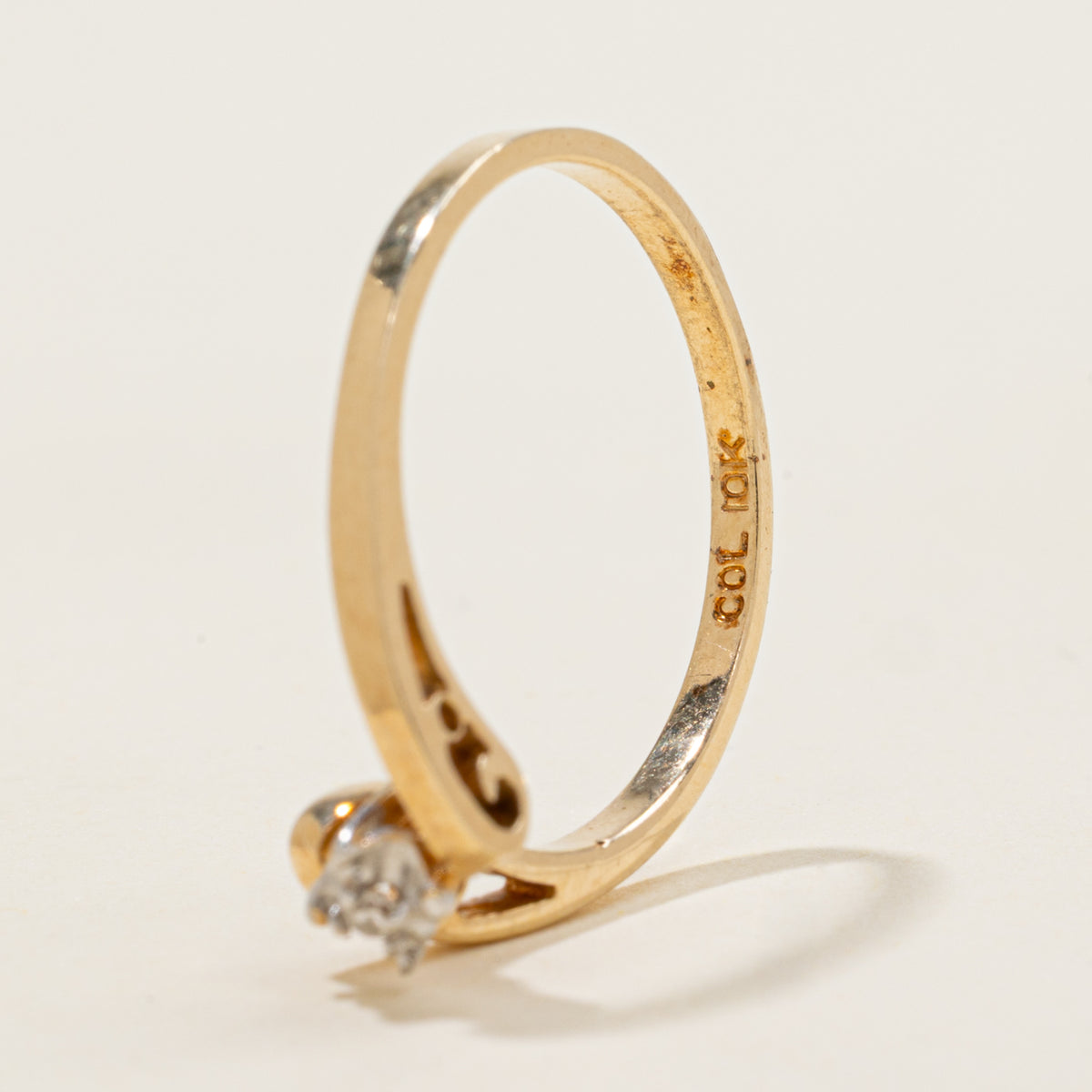 10k Illusion Set Diamond Bypass Ring | SZ 6.5