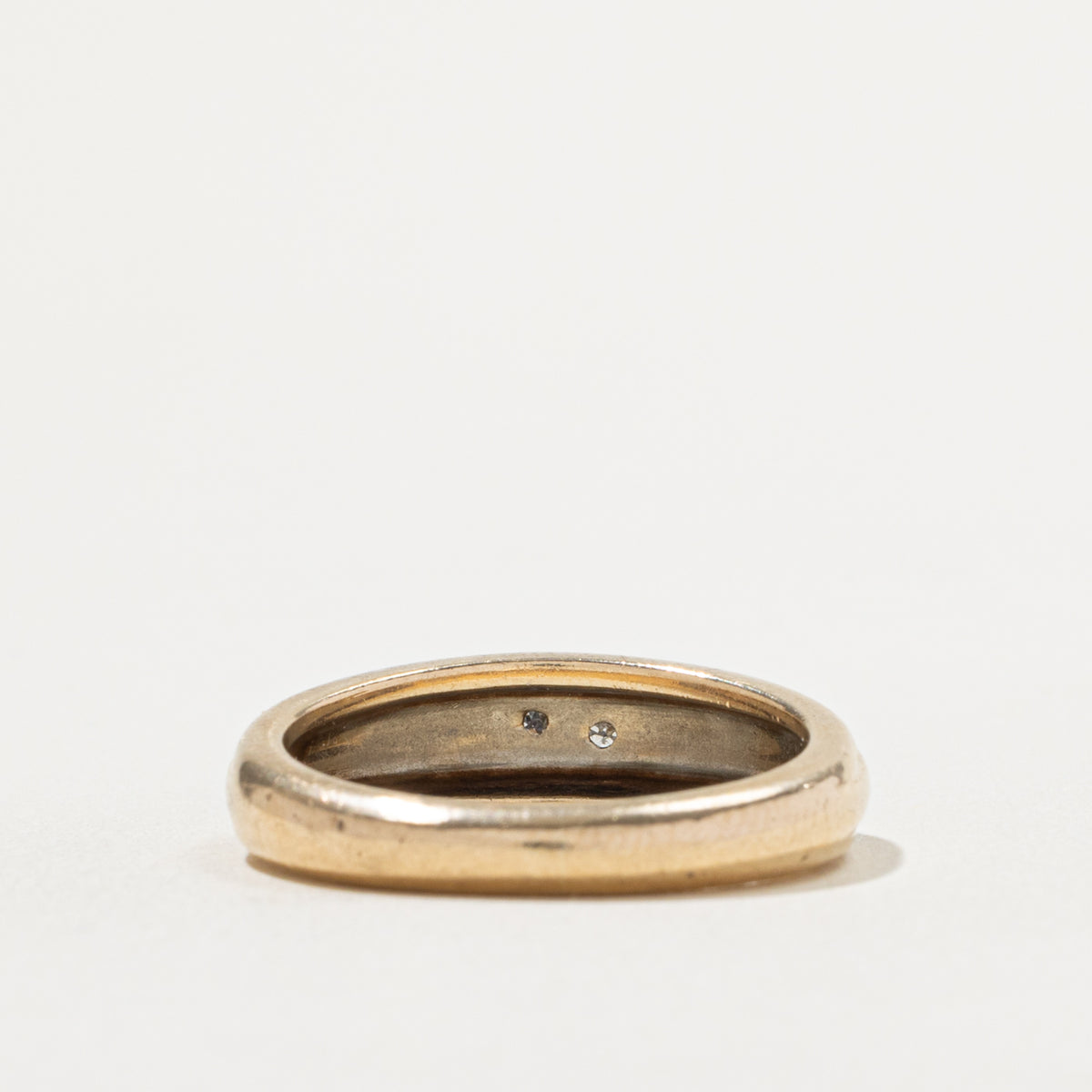 'Orange Blossom' Two Tone Two Stone Diamond Grooved Band | SZ 9.5