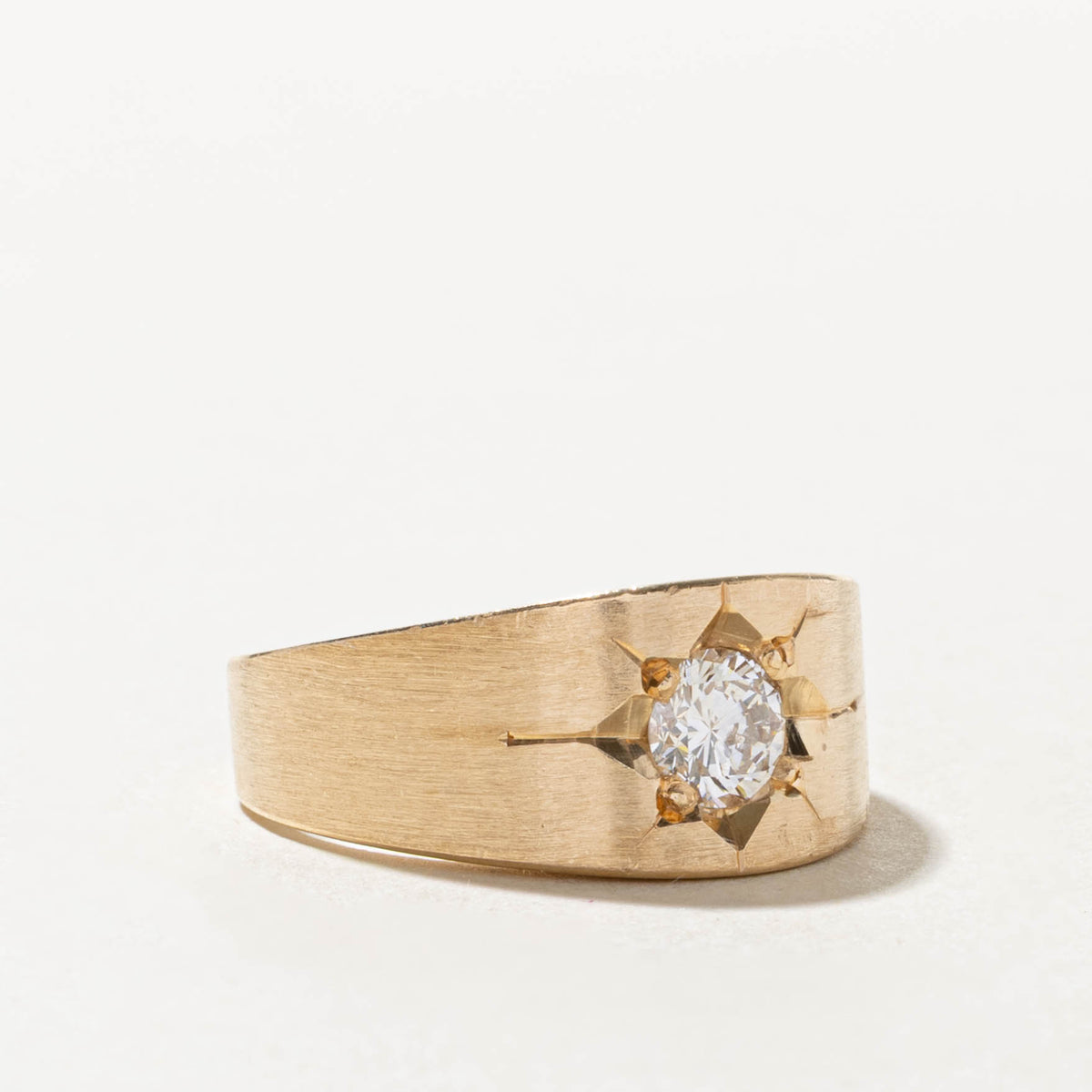 14k Star Set Diamond Matte Cigar Band | 0.55ct VS2 H | 9.90mm | SZ 9.5