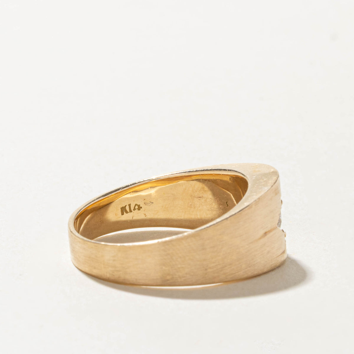 14k Star Set Diamond Matte Cigar Band | 0.55ct VS2 H | 9.90mm | SZ 9.5