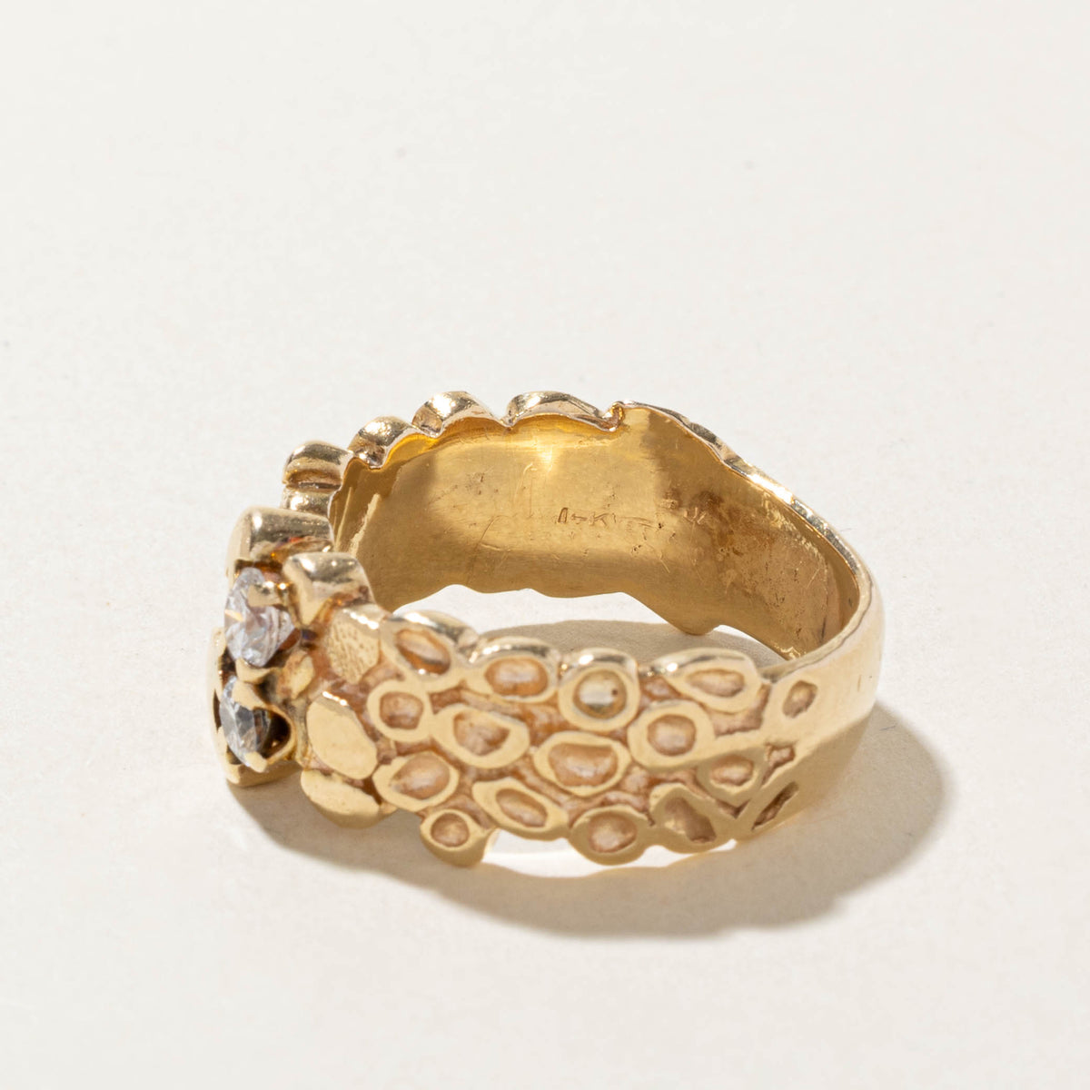 14k Two Stone Diamond Nuggety Ring | 0.39ctw | SZ 11