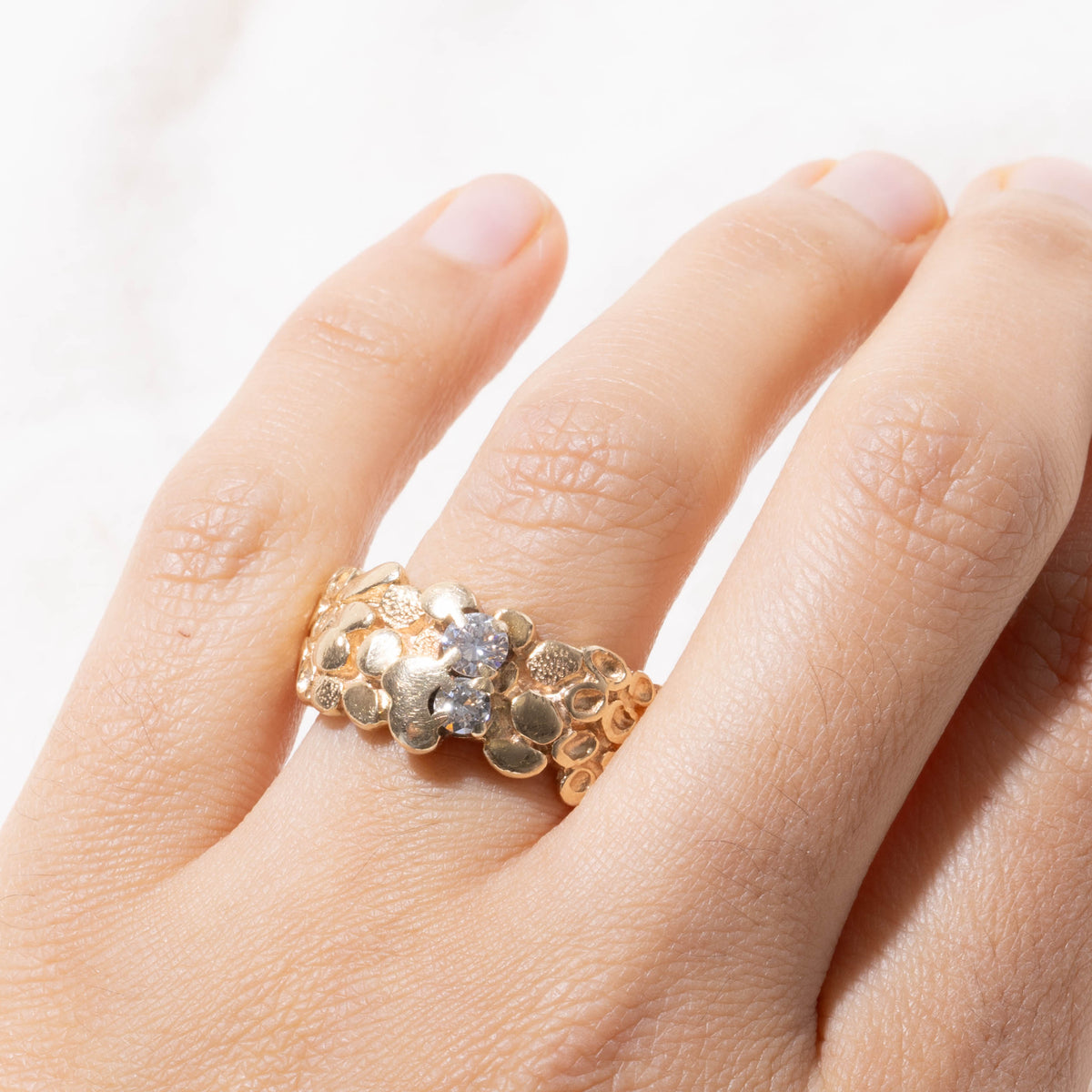 14k Two Stone Diamond Nuggety Ring | 0.39ctw | SZ 11