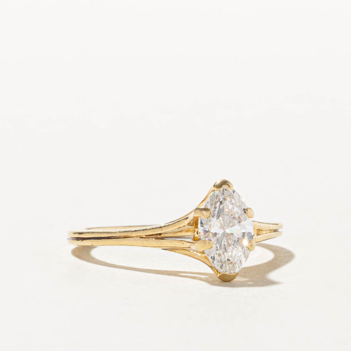 18k Solitaire Marquise Cut Diamond Ring | 0.82ct I2 I/J | SZ 6.5