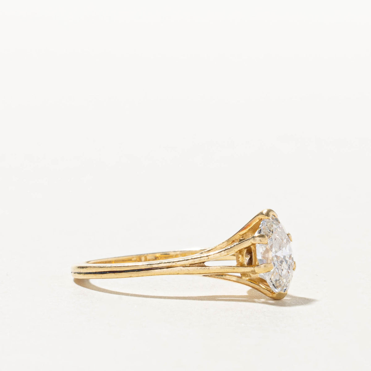 18k Solitaire Marquise Cut Diamond Ring | 0.82ct I2 I/J | SZ 6.5