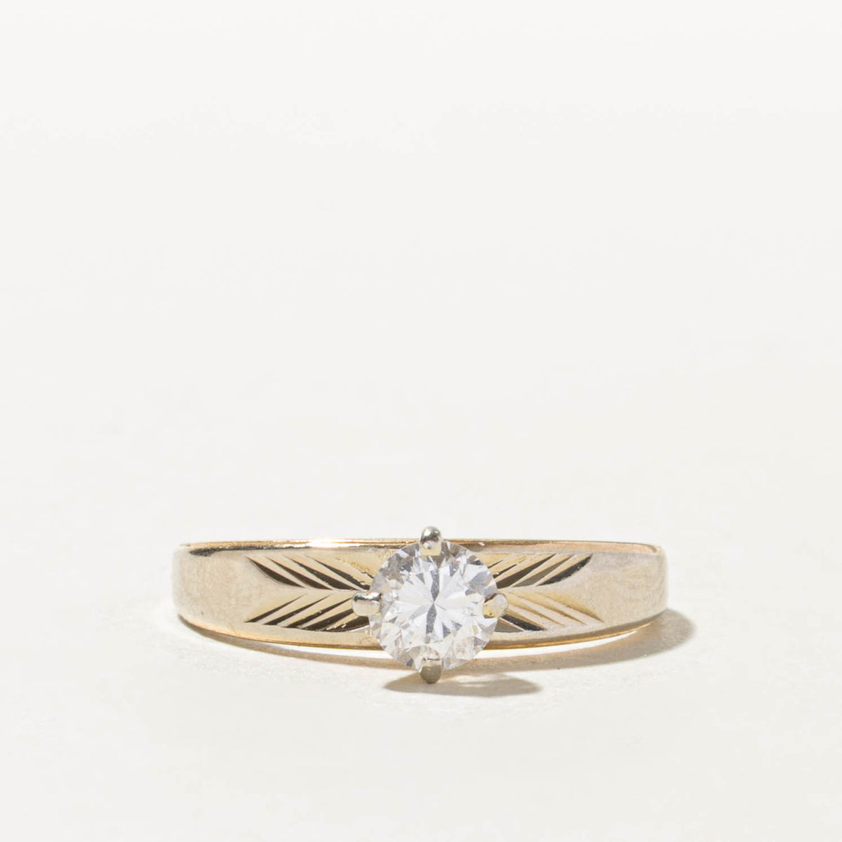 14k Solitaire Diamond Engraved Ring | 0.46ct I1 I | SZ 7