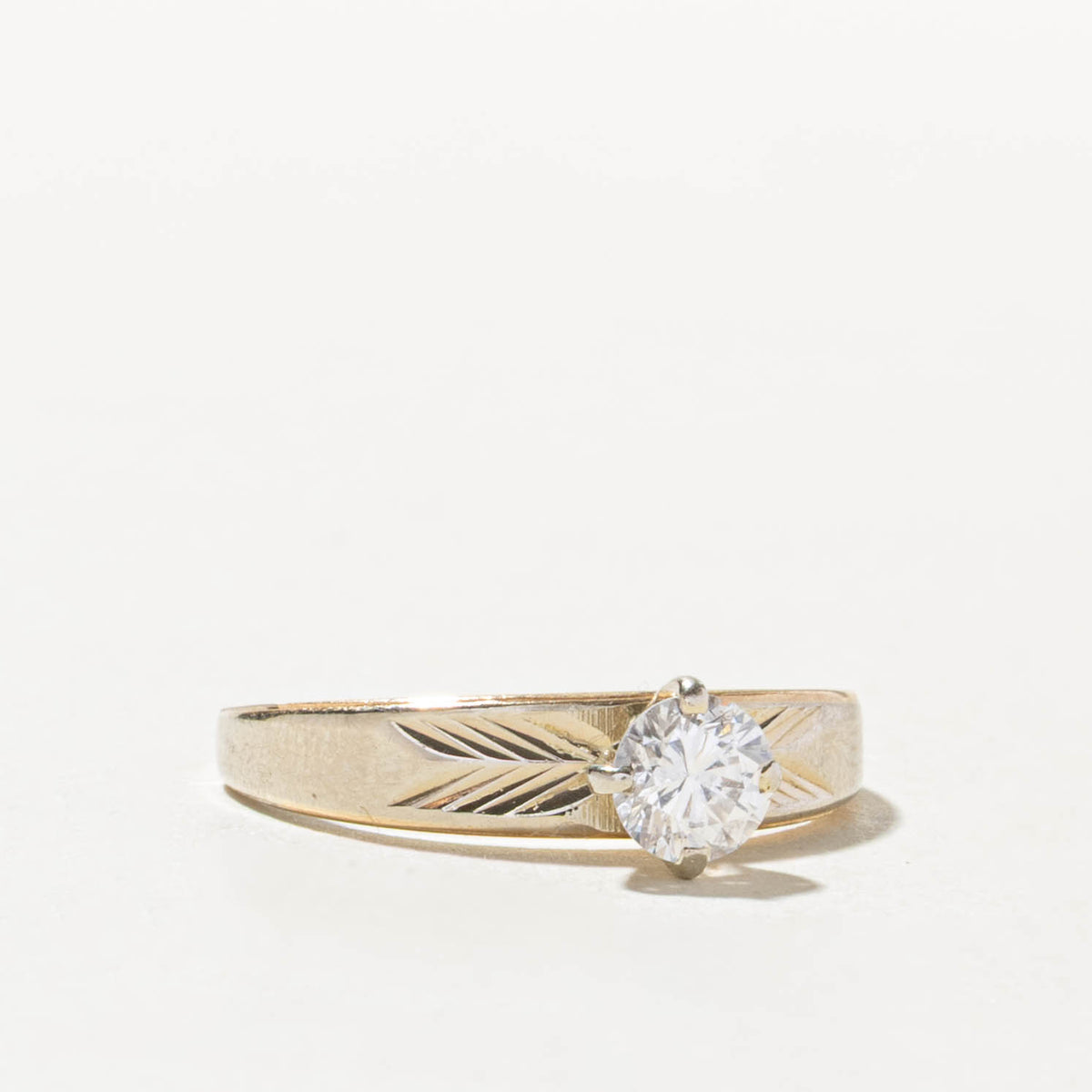 14k Solitaire Diamond Engraved Ring | 0.46ct I1 I | SZ 7