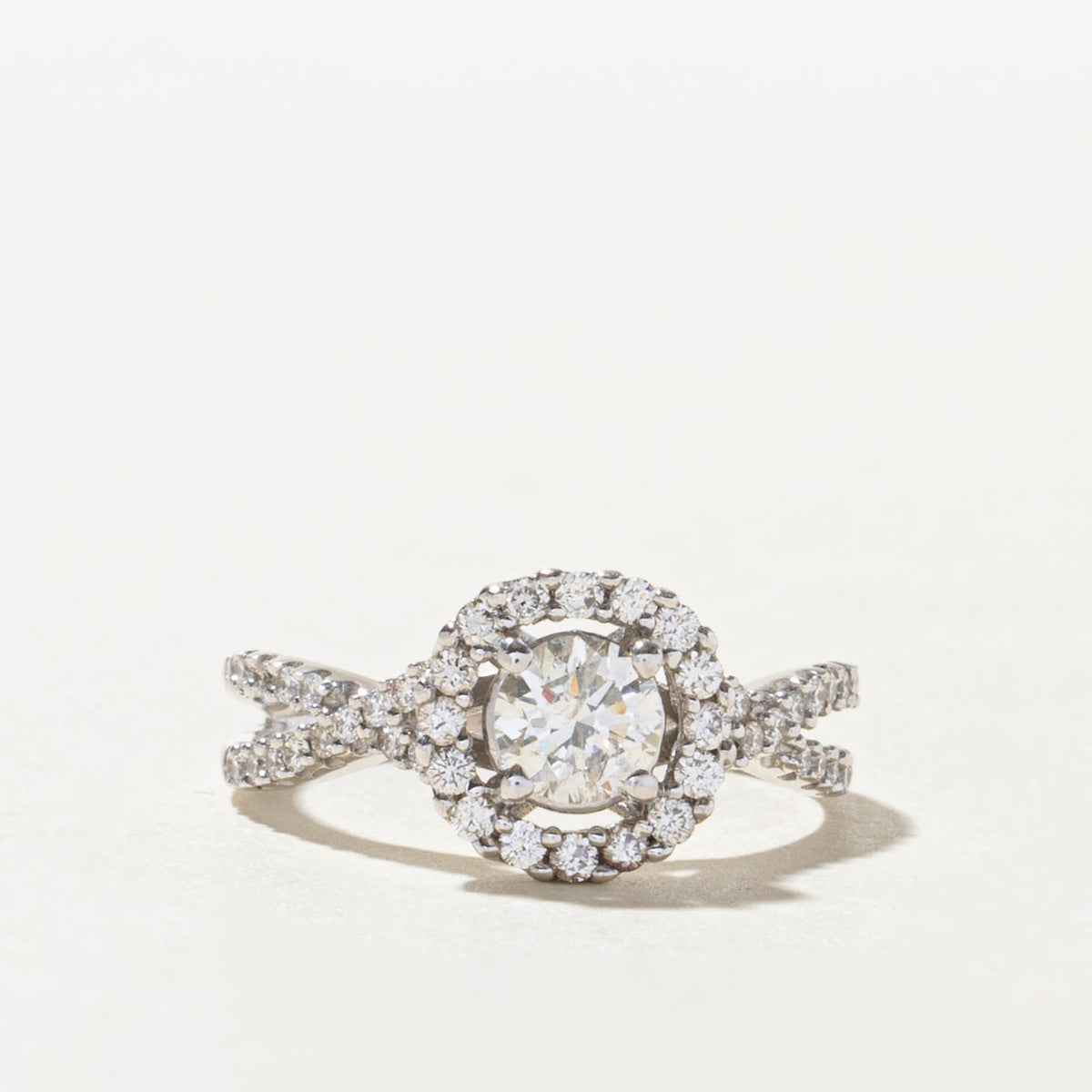 18k White Gold Diamond Halo Ring | 0.47ct I2 H, 0.33ctw | SZ 6.25