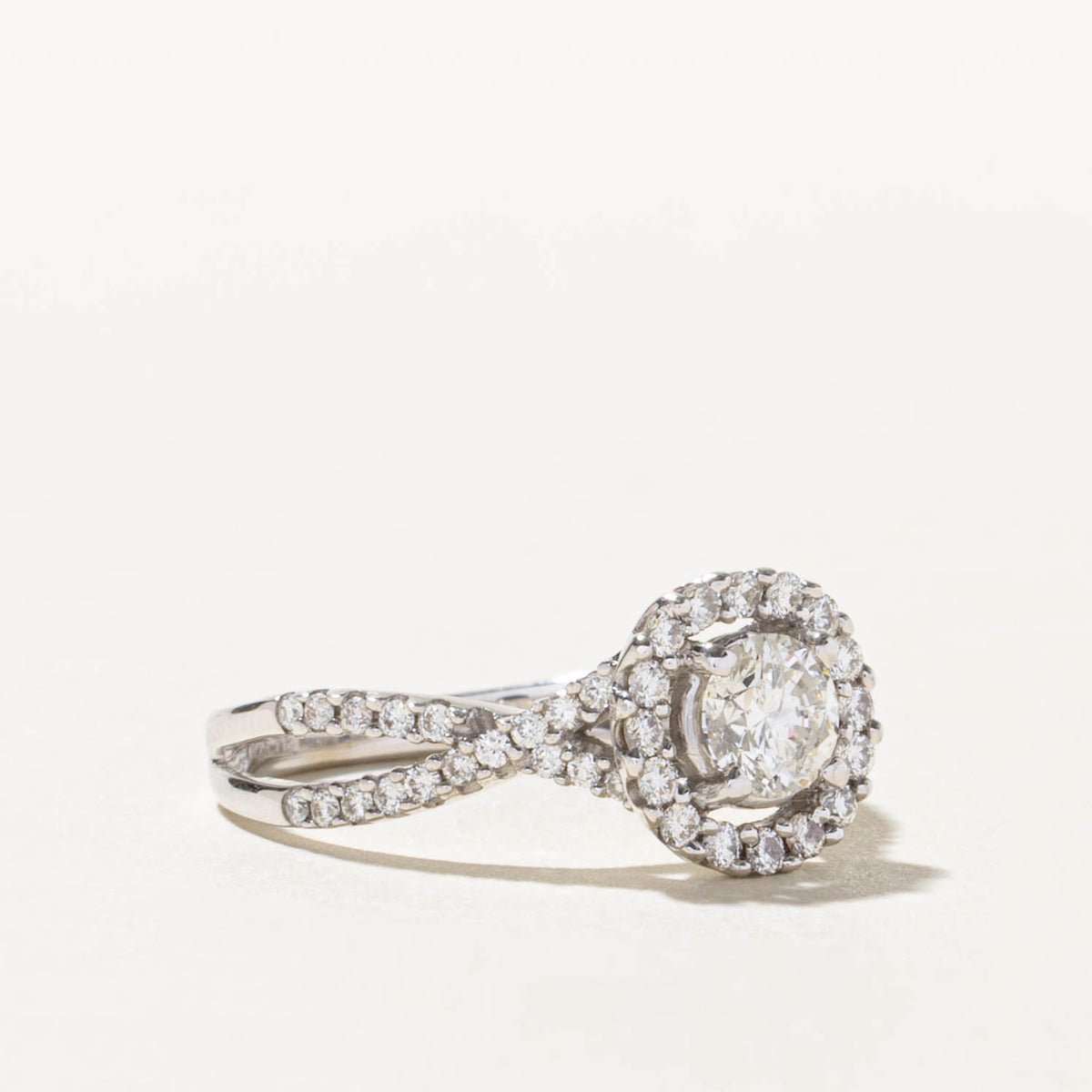 18k White Gold Diamond Halo Ring | 0.47ct I2 H, 0.33ctw | SZ 6.25