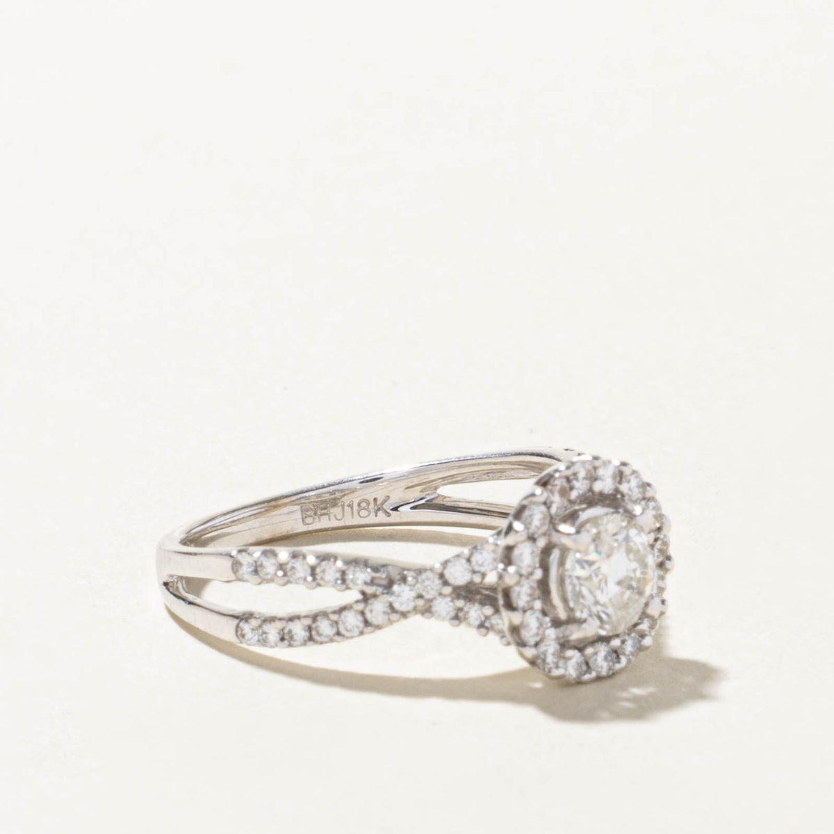 18k White Gold Diamond Halo Ring | 0.47ct I2 H, 0.33ctw | SZ 6.25