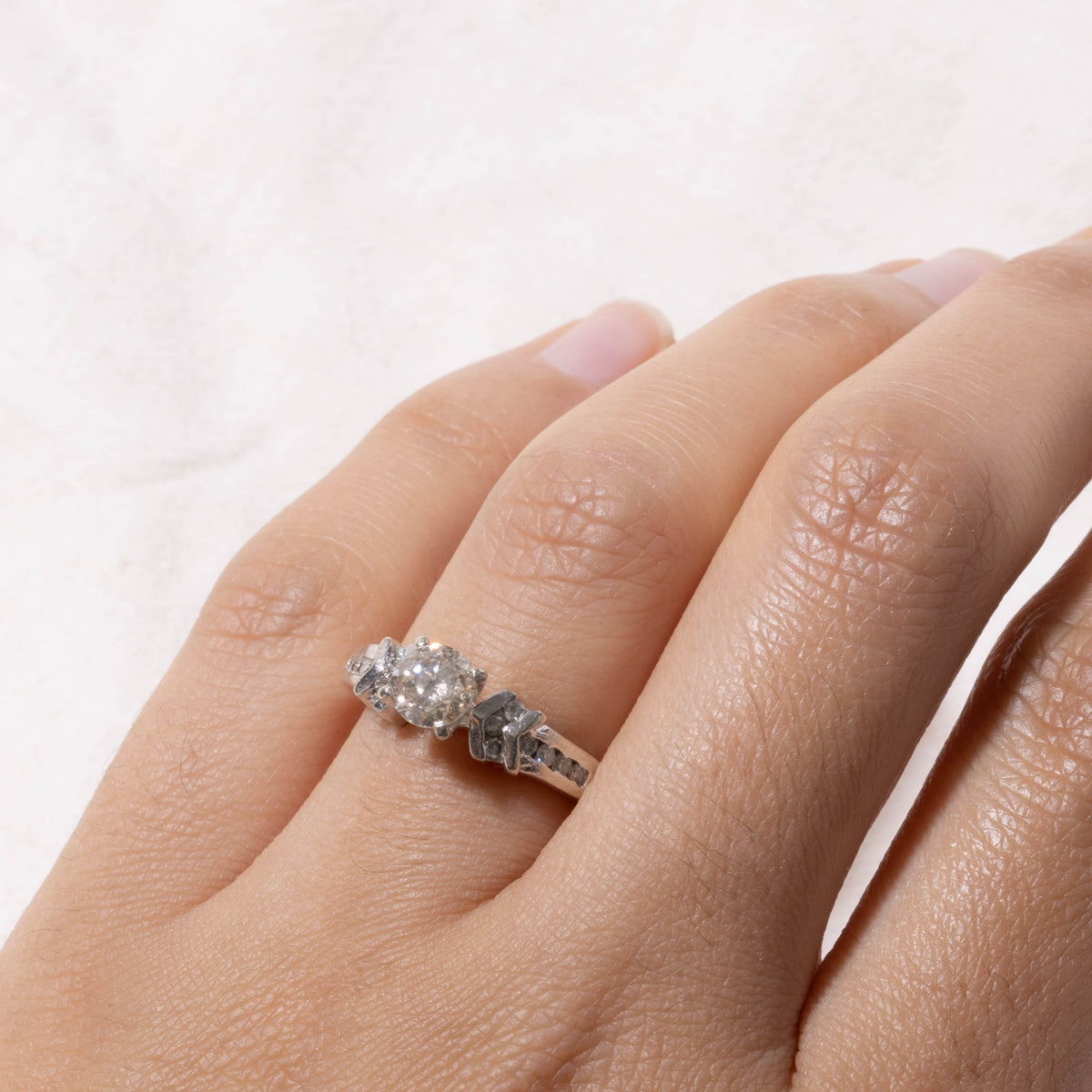 14k Diamond Channel Set Accented Geometric Ring | 0.65ct I1 L, 0.07ctw | SZ 6.5