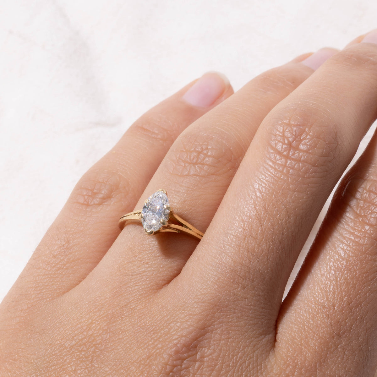 18k Solitaire Marquise Cut Diamond Ring | 0.82ct I2 I/J | SZ 6.5