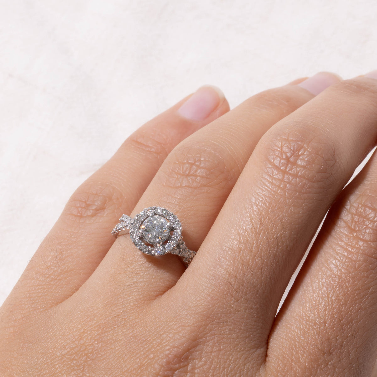 18k White Gold Diamond Halo Ring | 0.47ct I2 H, 0.33ctw | SZ 6.25