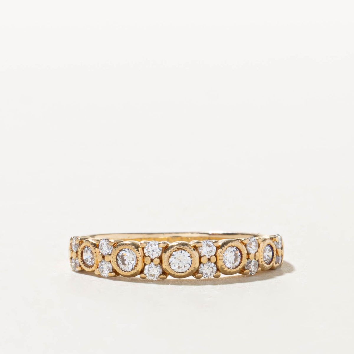 10k Semi Eternity Diamond Milgrained Band | 0.33ctw | 3.45mm | SZ 4.5