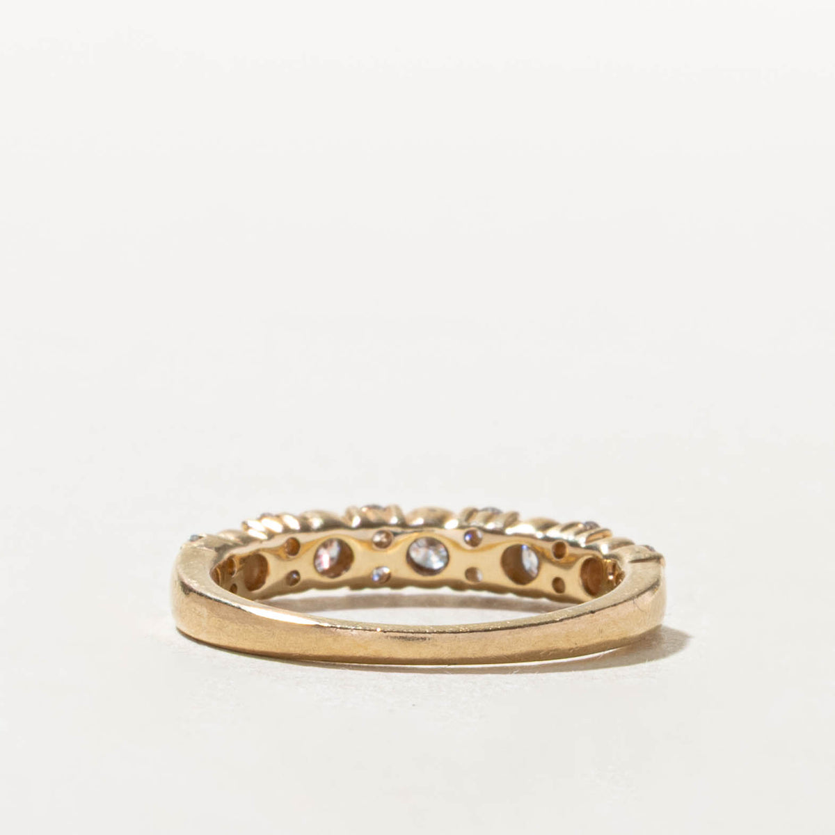 10k Semi Eternity Diamond Milgrained Band | 0.33ctw | 3.45mm | SZ 4.5