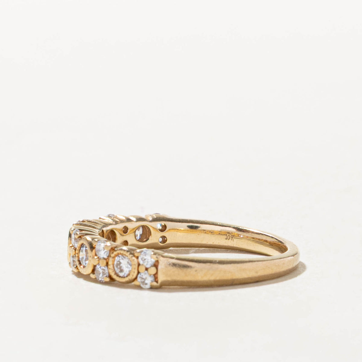 10k Semi Eternity Diamond Milgrained Band | 0.33ctw | 3.45mm | SZ 4.5