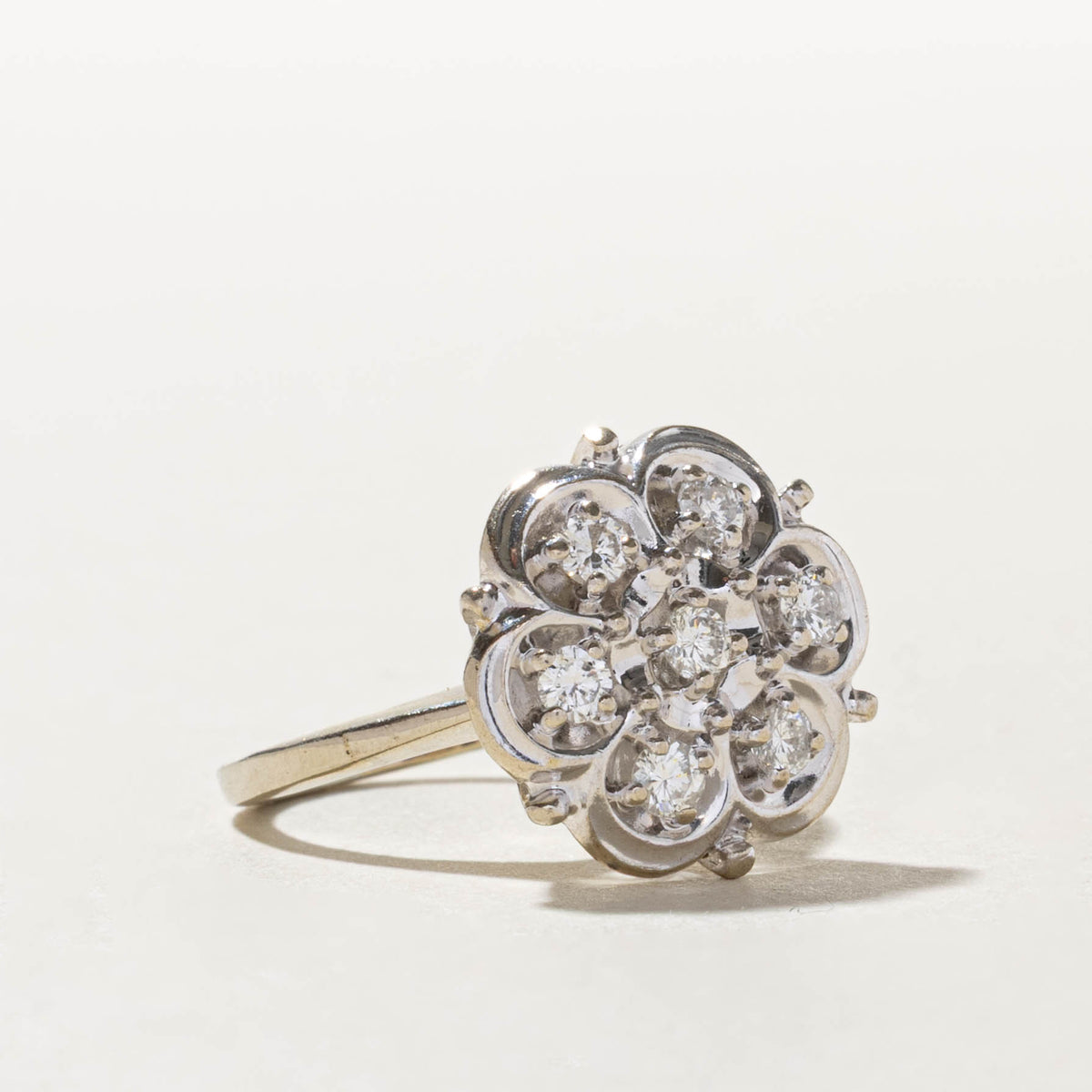 14k Diamond Cluster Floral Cocktail Ring | 0.42ctw | SZ 5.25