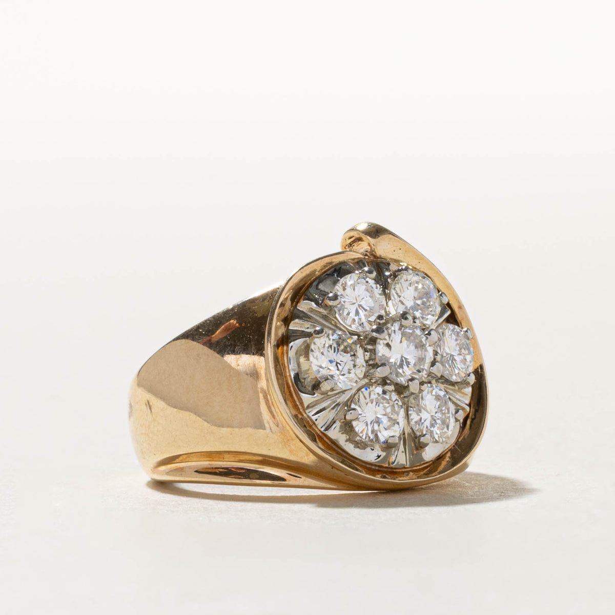 10k Illusion Set Diamond Cluster Cocktail Ring | 1.00ctw | SZ 3.75