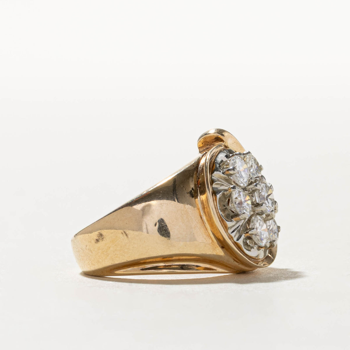 10k Illusion Set Diamond Cluster Cocktail Ring | 1.00ctw | SZ 3.75