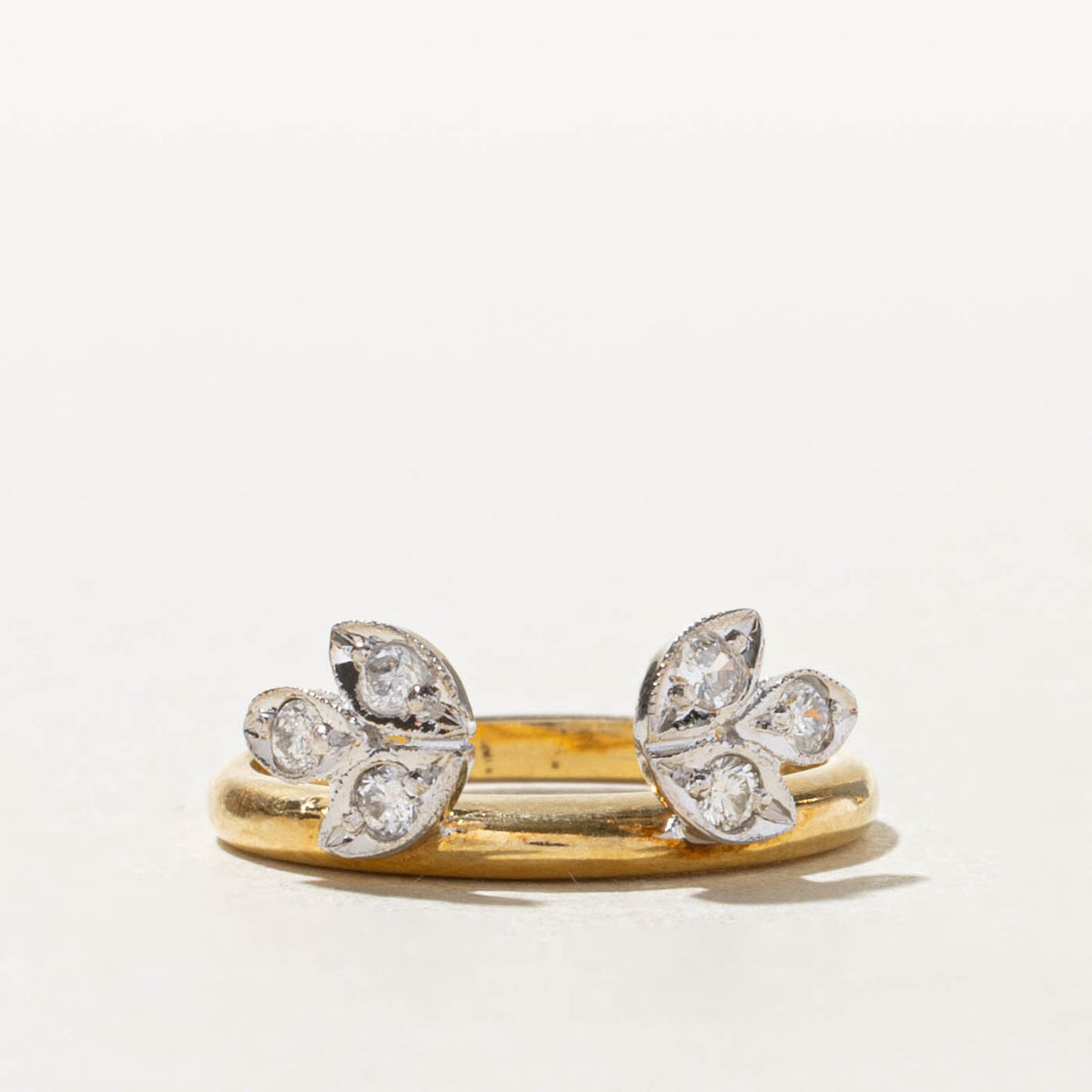18k Two Tone Diamond Floral Ring Guard | 0.18ctw | SZ 5