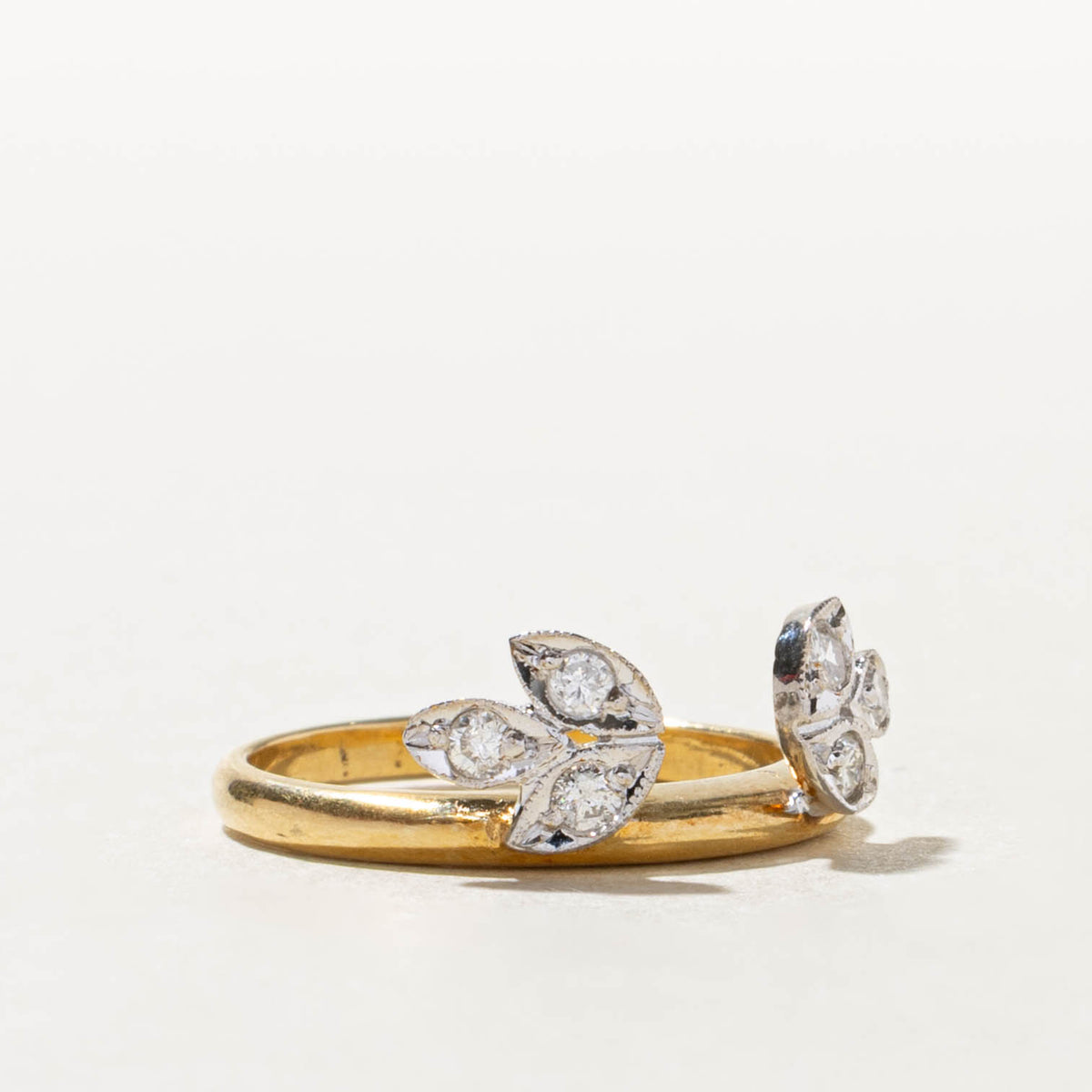 18k Two Tone Diamond Floral Ring Guard | 0.18ctw | SZ 5