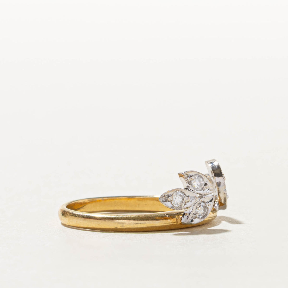18k Two Tone Diamond Floral Ring Guard | 0.18ctw | SZ 5