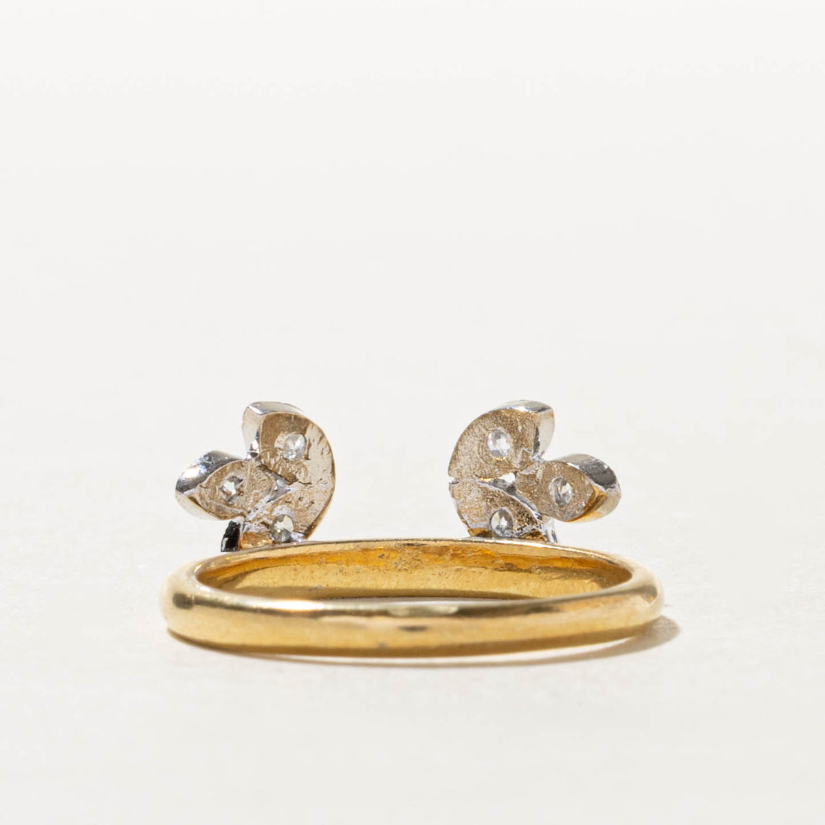 18k Two Tone Diamond Floral Ring Guard | 0.18ctw | SZ 5