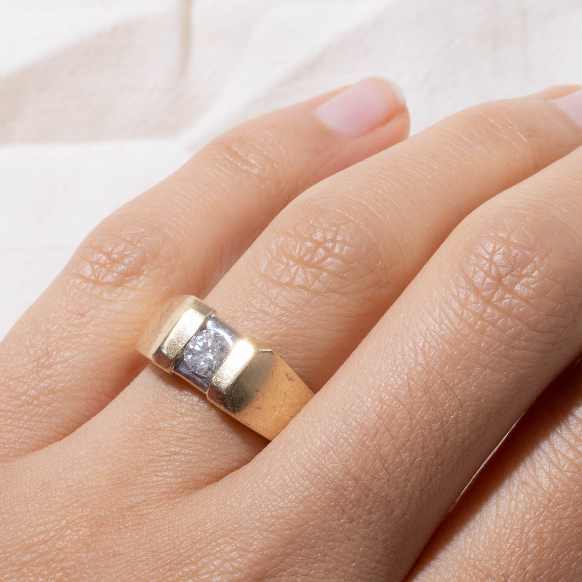 10k Solitaire Diamond Geometric Ring | 0.40ct I2 I | SZ 7.5