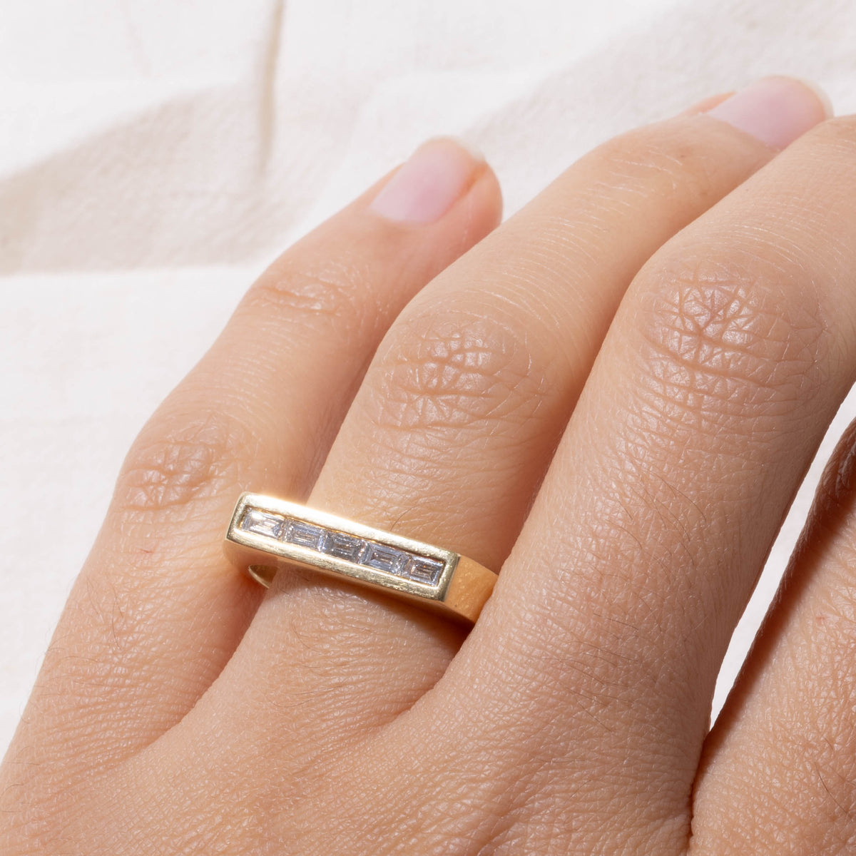 18k Five Stone Baguette Cut Diamond Band | 0.30ctw | 4.45mm | SZ 9.25