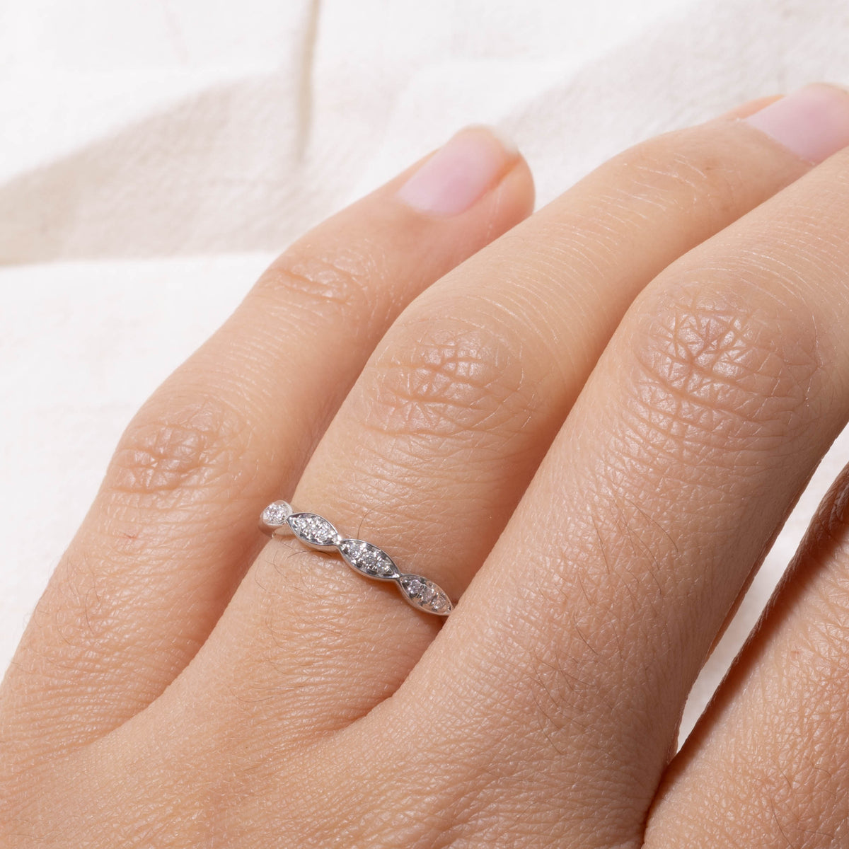 14k Semi Eternity Diamond Marquise Band | 0.07ctw | 2.55mm | SZ 5.5