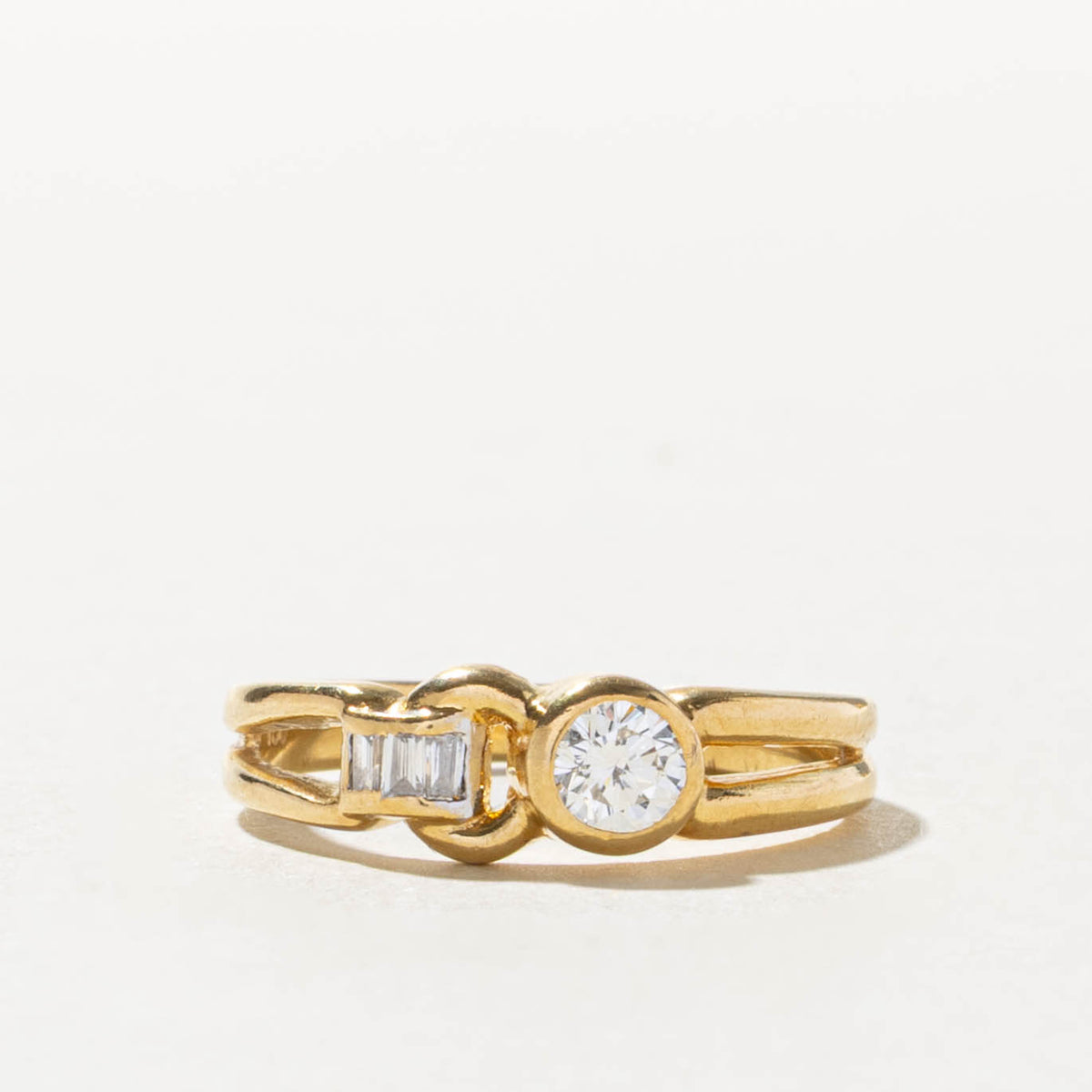 18k Bezel Set Diamond Openwork Geometric Ring | 0.31ctw | SZ 6