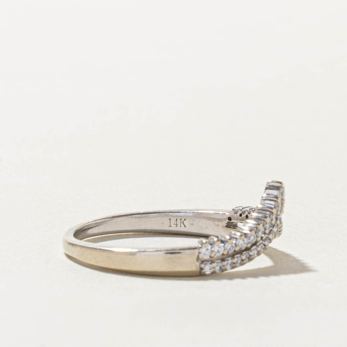 14k Double Row Diamond Grooved Chevron Ring | 0.25ctw | SZ 8.5