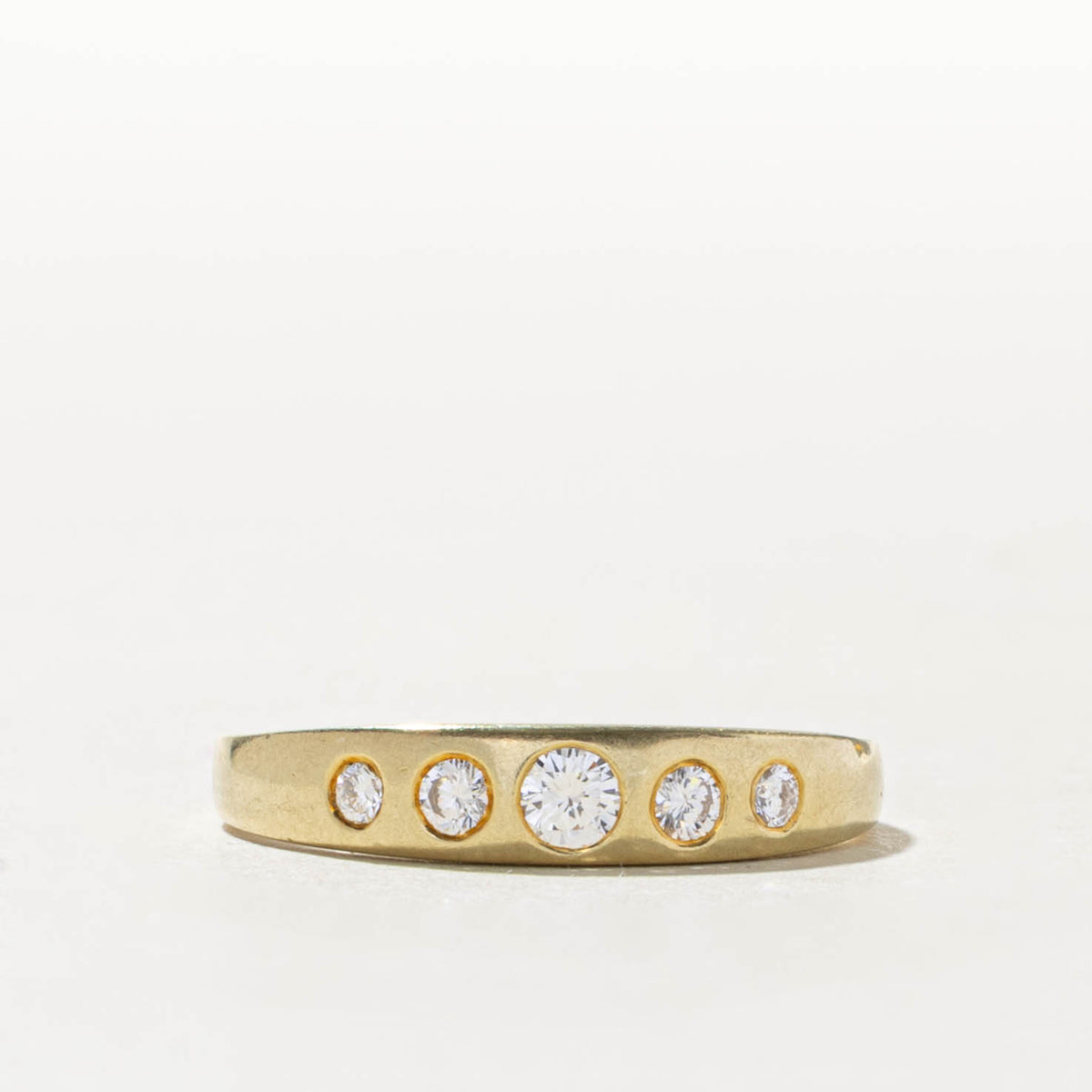 14k Flush Set Five Stone Diamond Band | 0.25ctw | 4.20mm | SZ 8