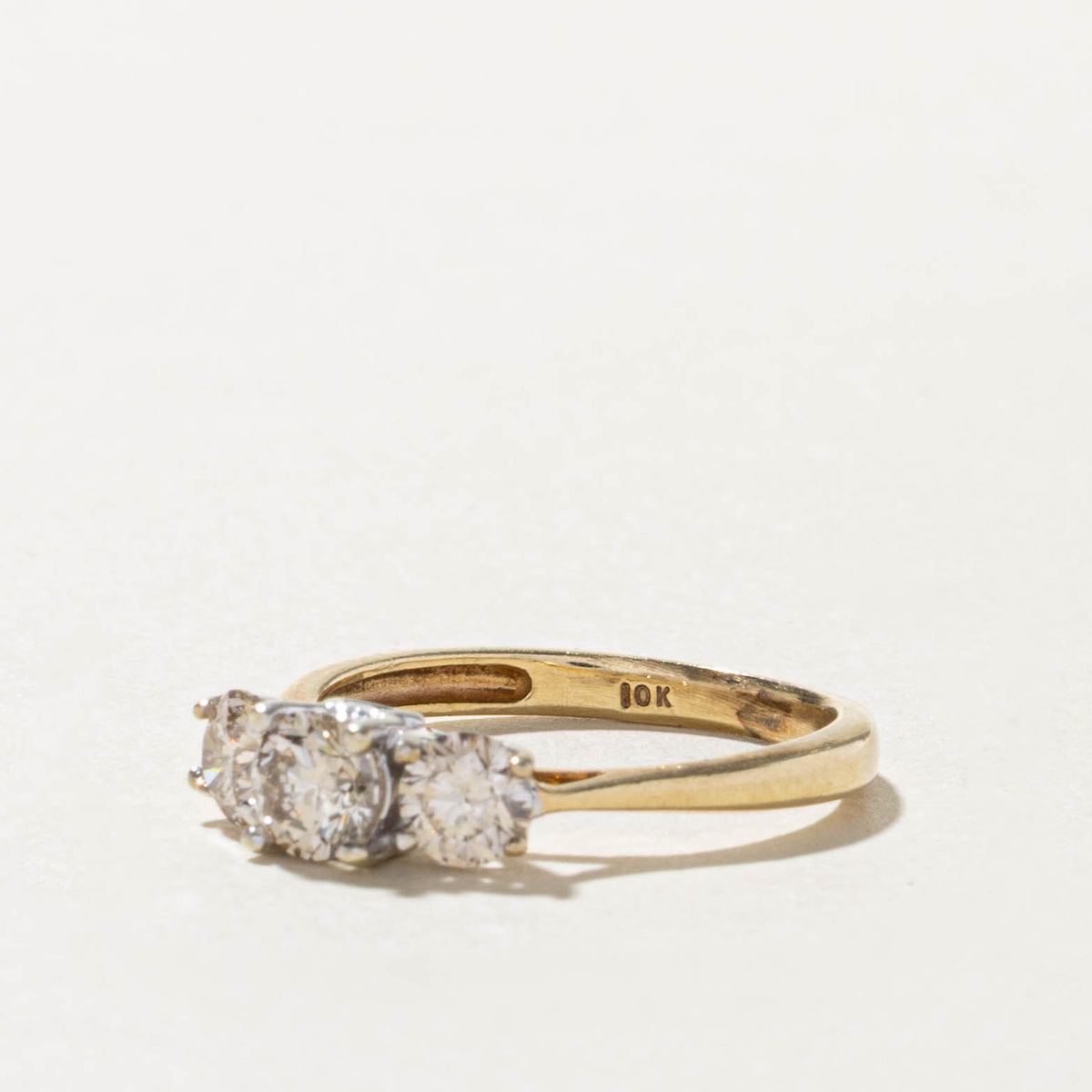 10k Three Stone Diamond Engagement Ring | 1.00ctw | SZ 5.75