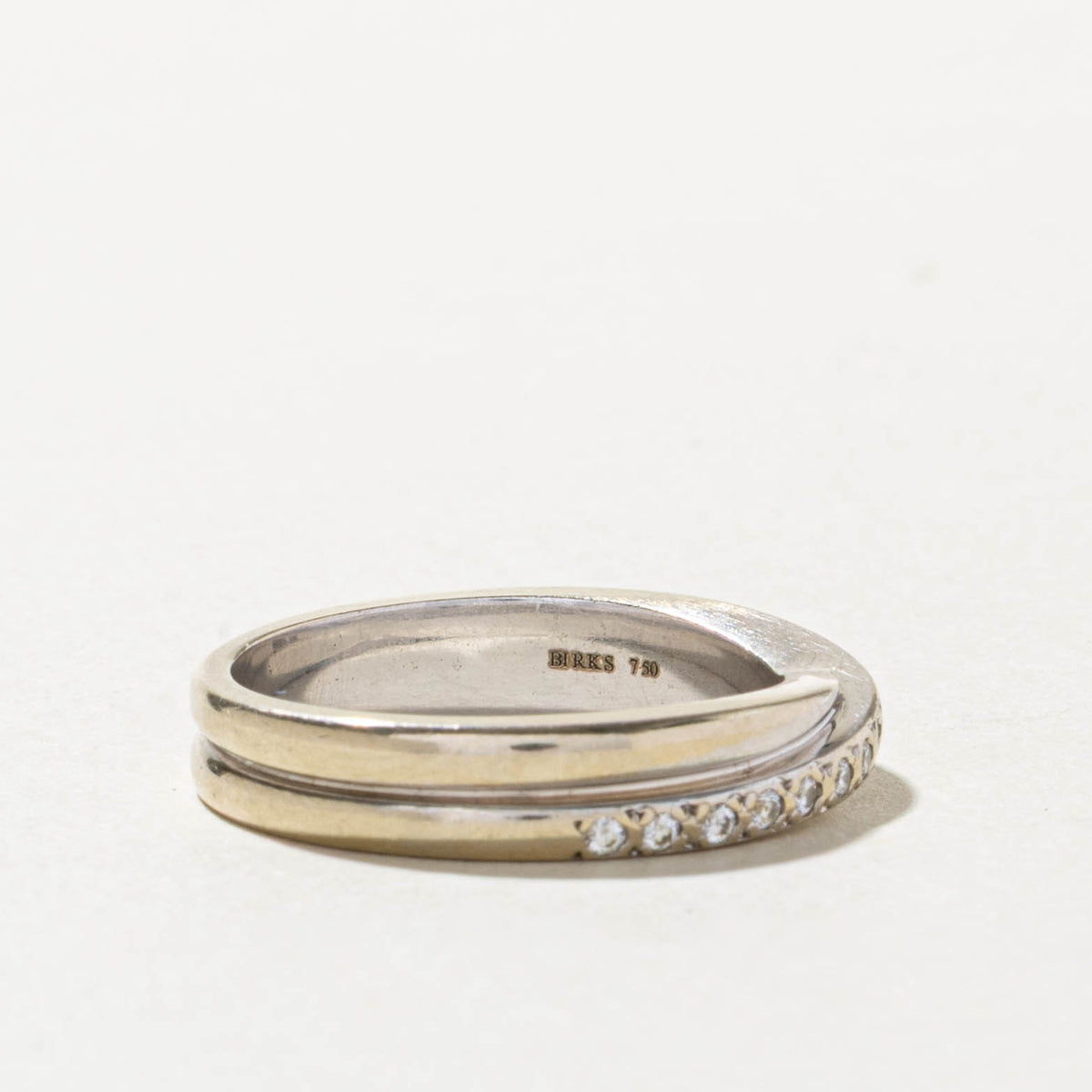 18k Semi Eternity Diamond Cross Over Ring | 0.18ctw | SZ 7.75