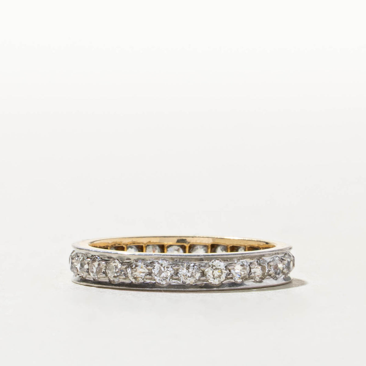 14k Two Tone Eternity Old Mine Cut Diamond Band | 1.00ctw | 3.15mm | SZ 5.5