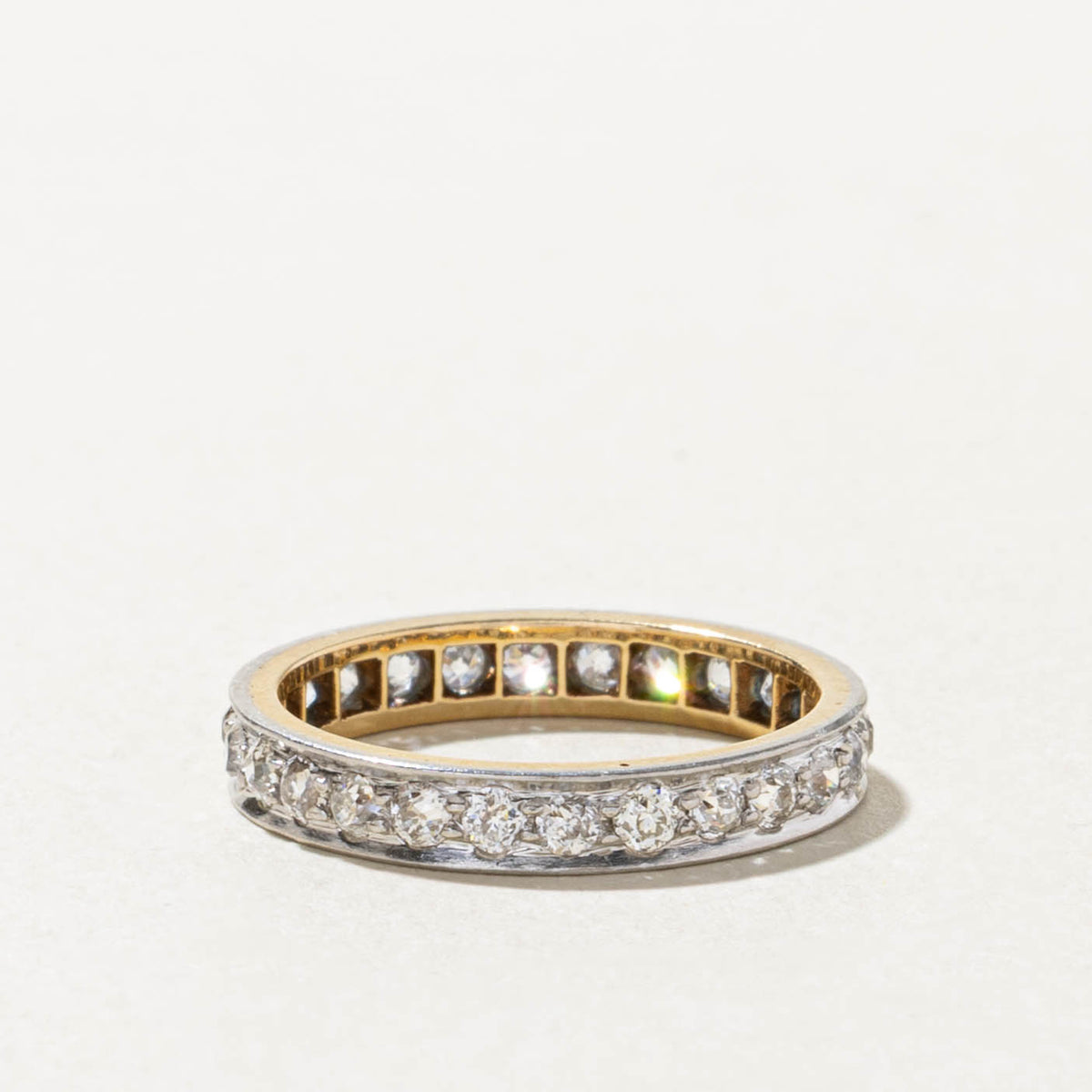 14k Two Tone Eternity Old Mine Cut Diamond Band | 1.00ctw | 3.15mm | SZ 5.5