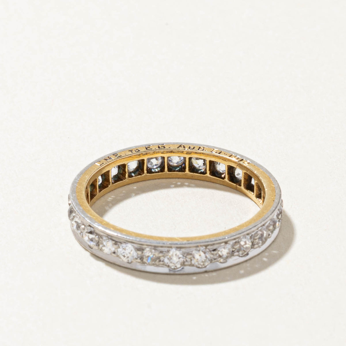 14k Two Tone Eternity Old Mine Cut Diamond Band | 1.00ctw | 3.15mm | SZ 5.5
