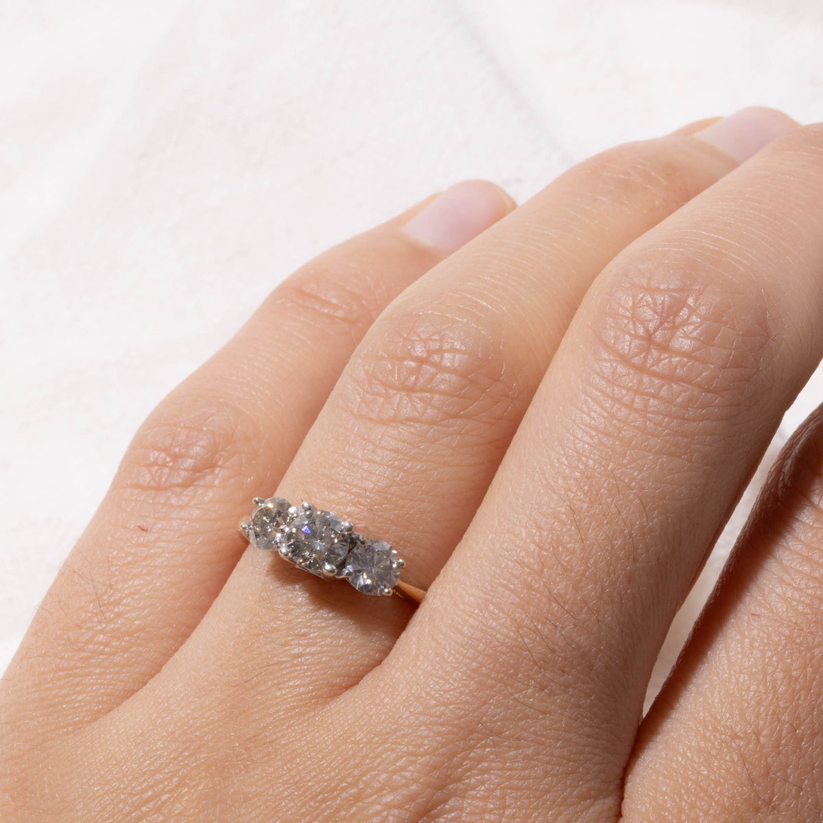 10k Three Stone Diamond Engagement Ring | 1.00ctw | SZ 5.75