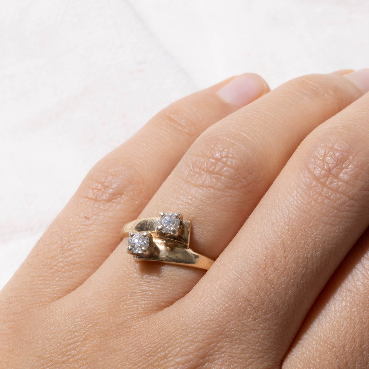 14k Toi et Moi Old European Cut Diamond Bypass Ring | 0.50ctw | SZ 6.5