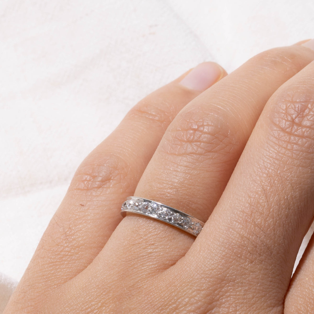 14k Two Tone Eternity Old Mine Cut Diamond Band | 1.00ctw | 3.15mm | SZ 5.5