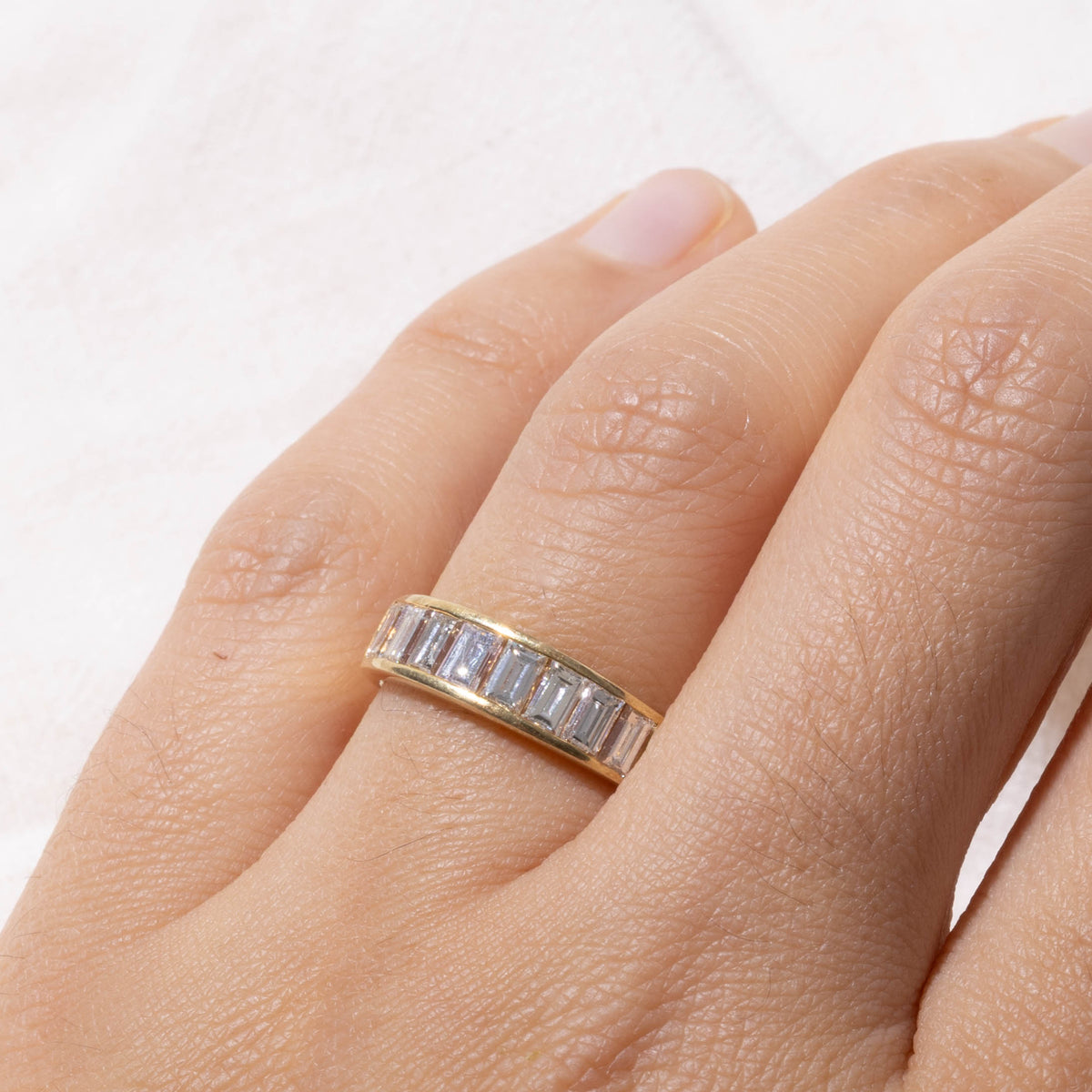 14k Semi Eternity Baguette Cut Diamond Band | 1.04ctw | 5.20mm | SZ 6.25