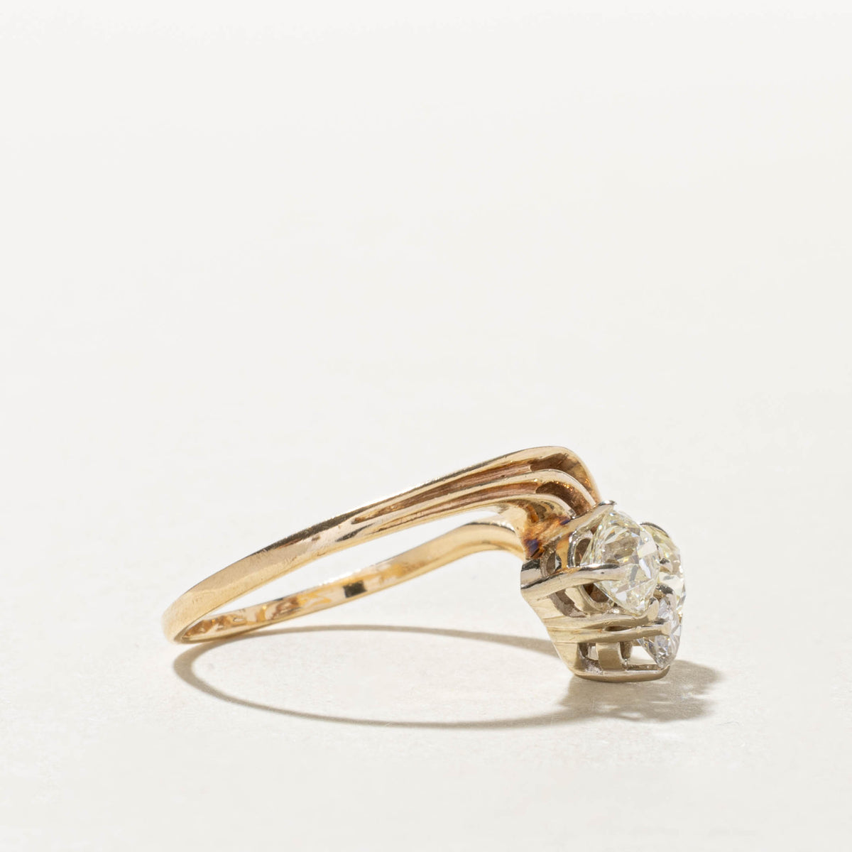 14k Old European & Old Mine Cut Diamond Wave Abstract Ring | 1.54ctw | SZ 8.75