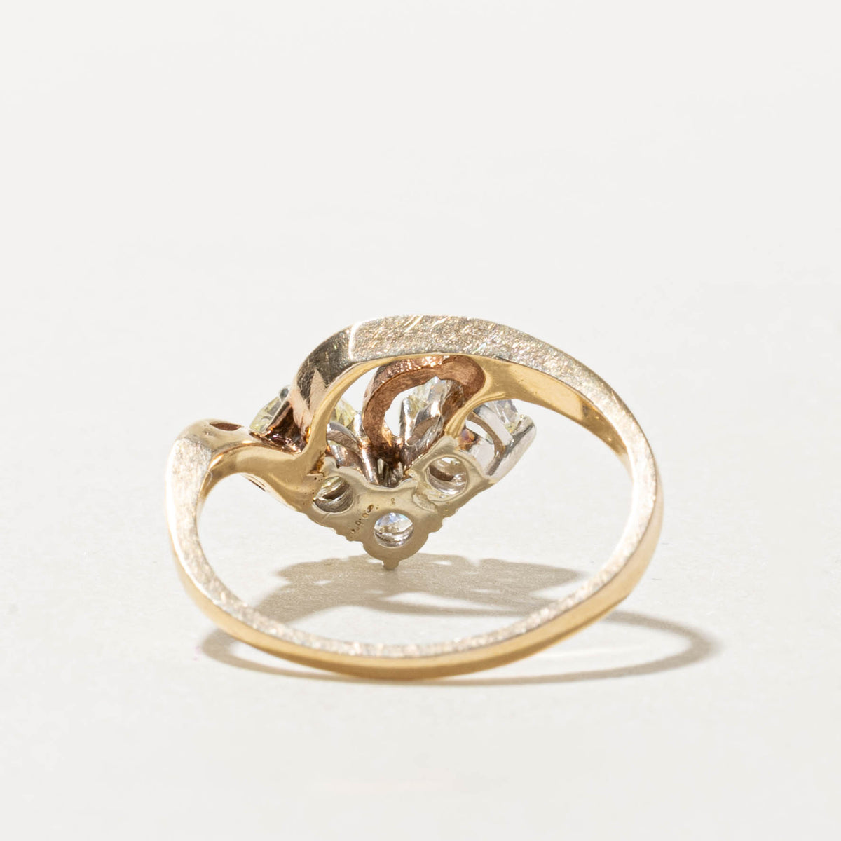 14k Old European & Old Mine Cut Diamond Wave Abstract Ring | 1.54ctw | SZ 8.75