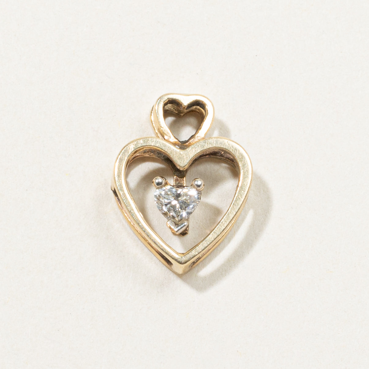 14k Diamond Double Heart Pendant | 0.15ct