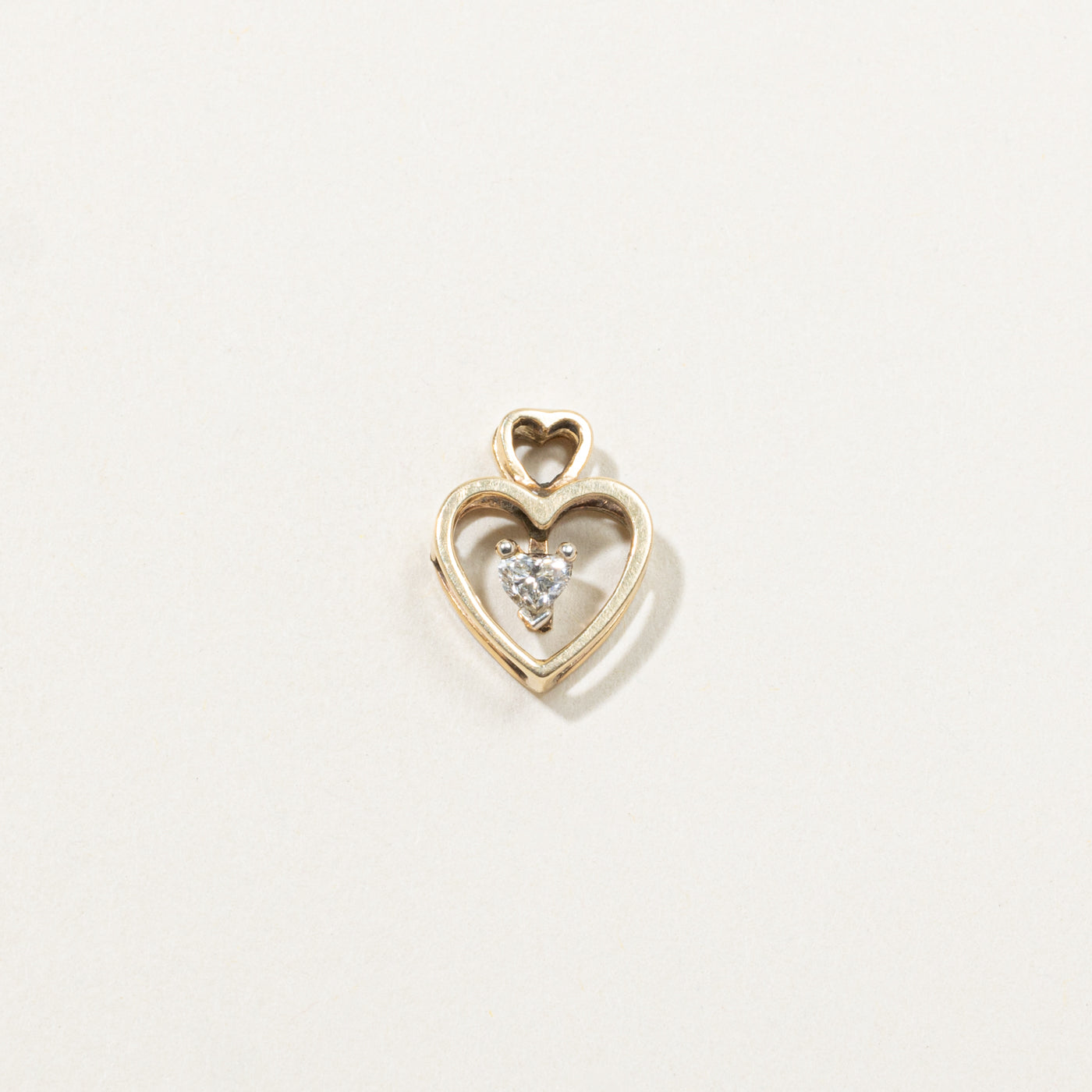 14k Diamond Double Heart Pendant | 0.15ct