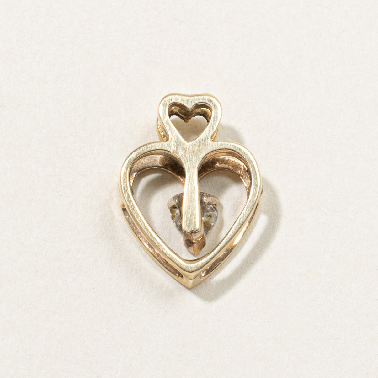 14k Diamond Double Heart Pendant | 0.15ct