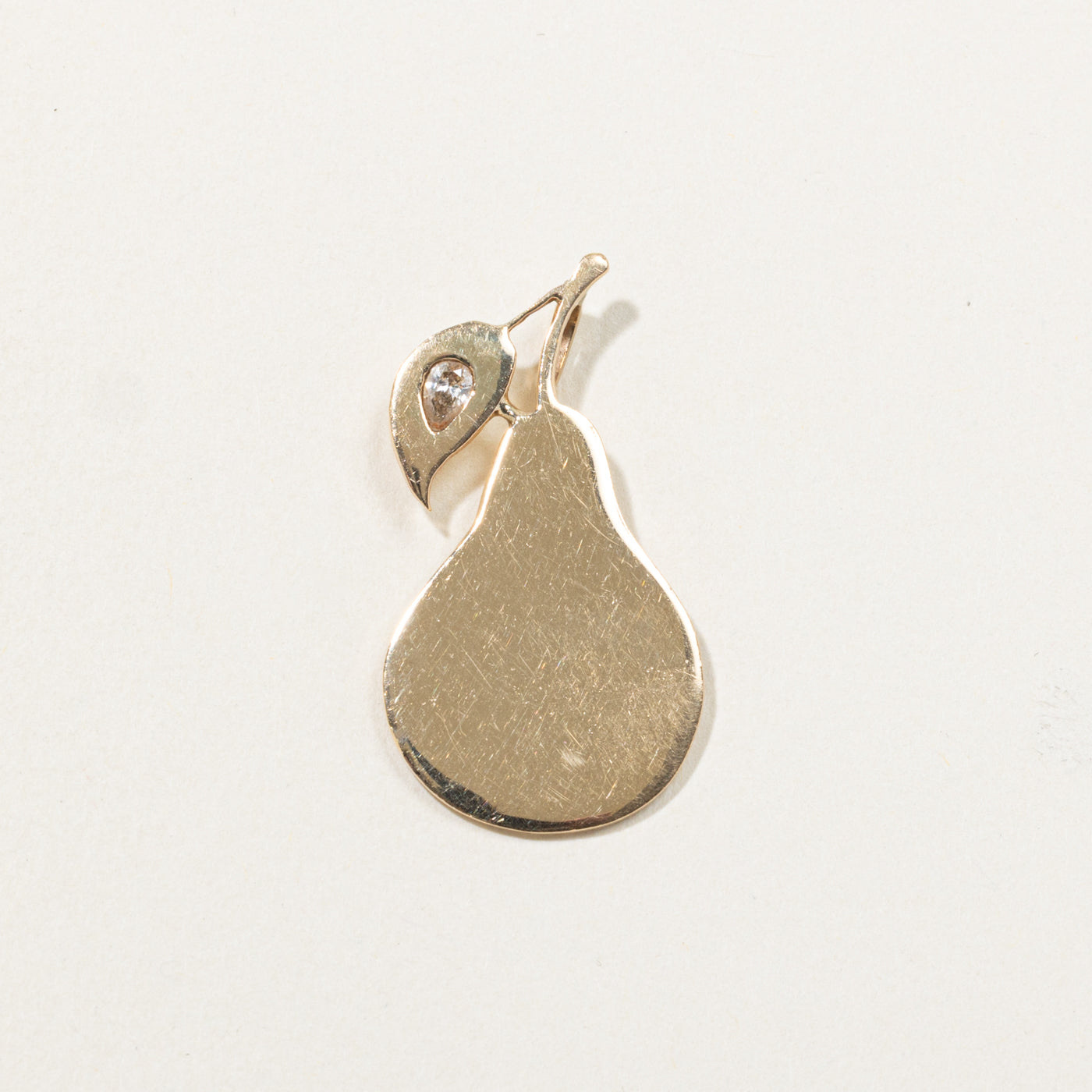 10k Flush Set Pear Cut Diamond Plain Pear Pendant | 0.12ct
